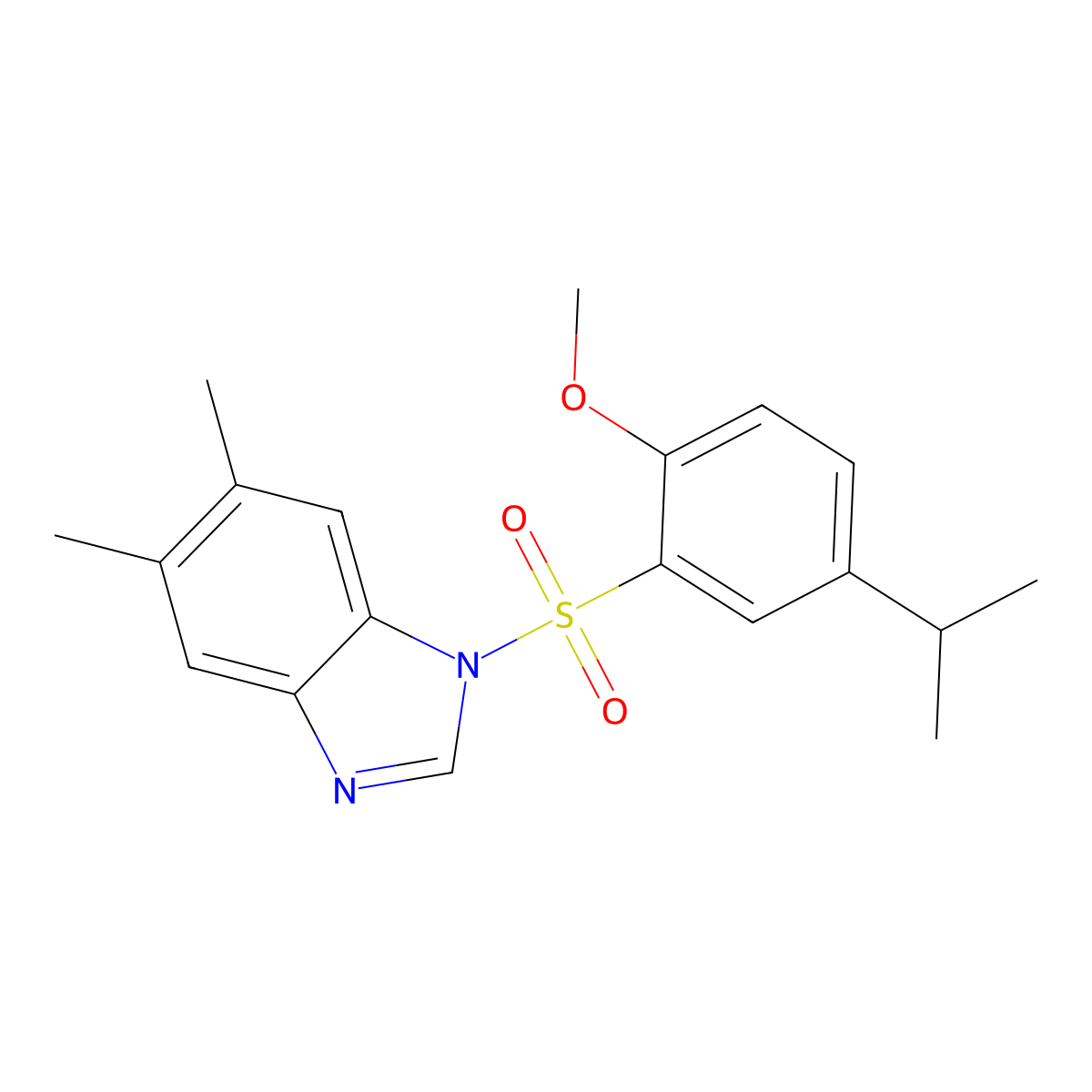 1-{[2-Methoxy-5-(methylethyl)phenyl]sulfonyl}-5,6-dimethylbenzimidazole molecular structure, CAS 700860-43-1