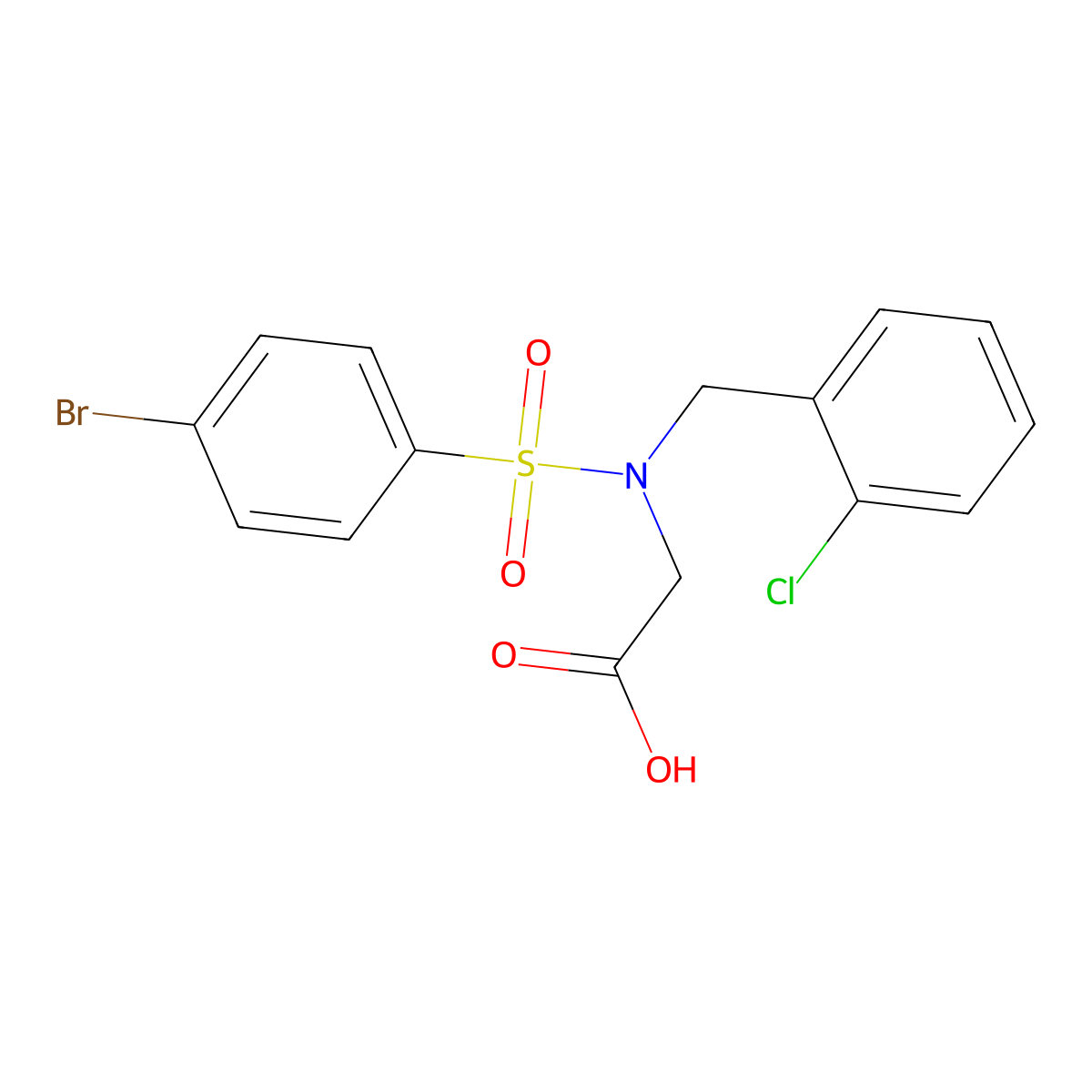 N-[(4-bromophenyl)sulfonyl]-N-(2-chlorobenzyl)glycine molecular structure, CAS 700860-51-1