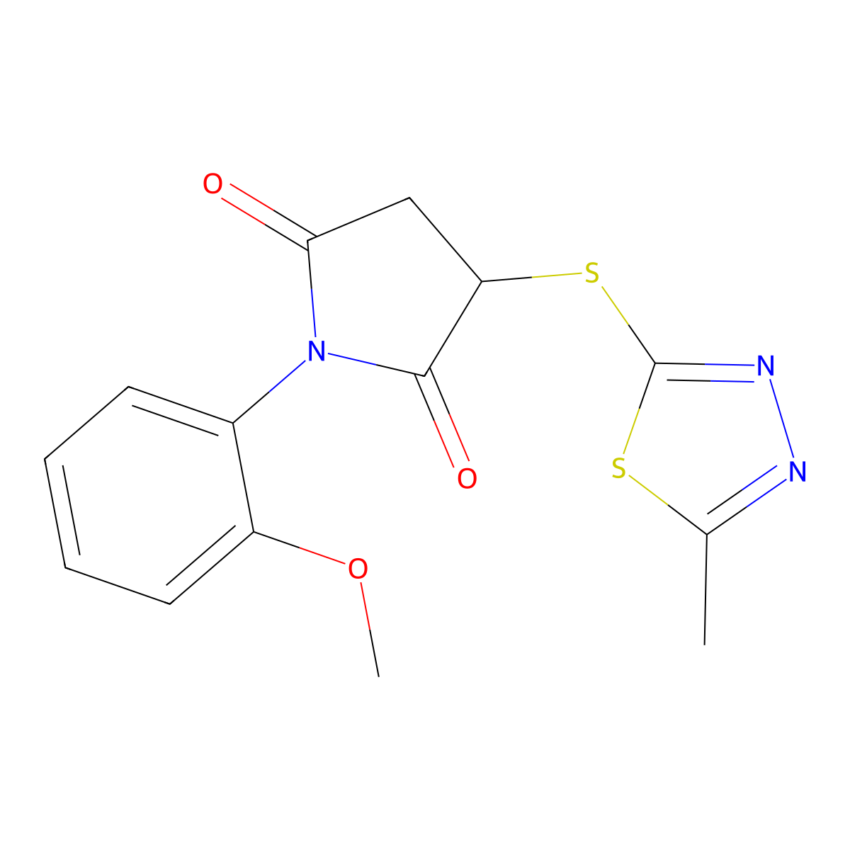 1-(2-Methoxyphenyl)-3-[(5-methyl-1,3,4-thiadiazol-2-yl)sulfanyl]pyrrolidine-2,5-dione molecular structure, CAS 700860-58-8
