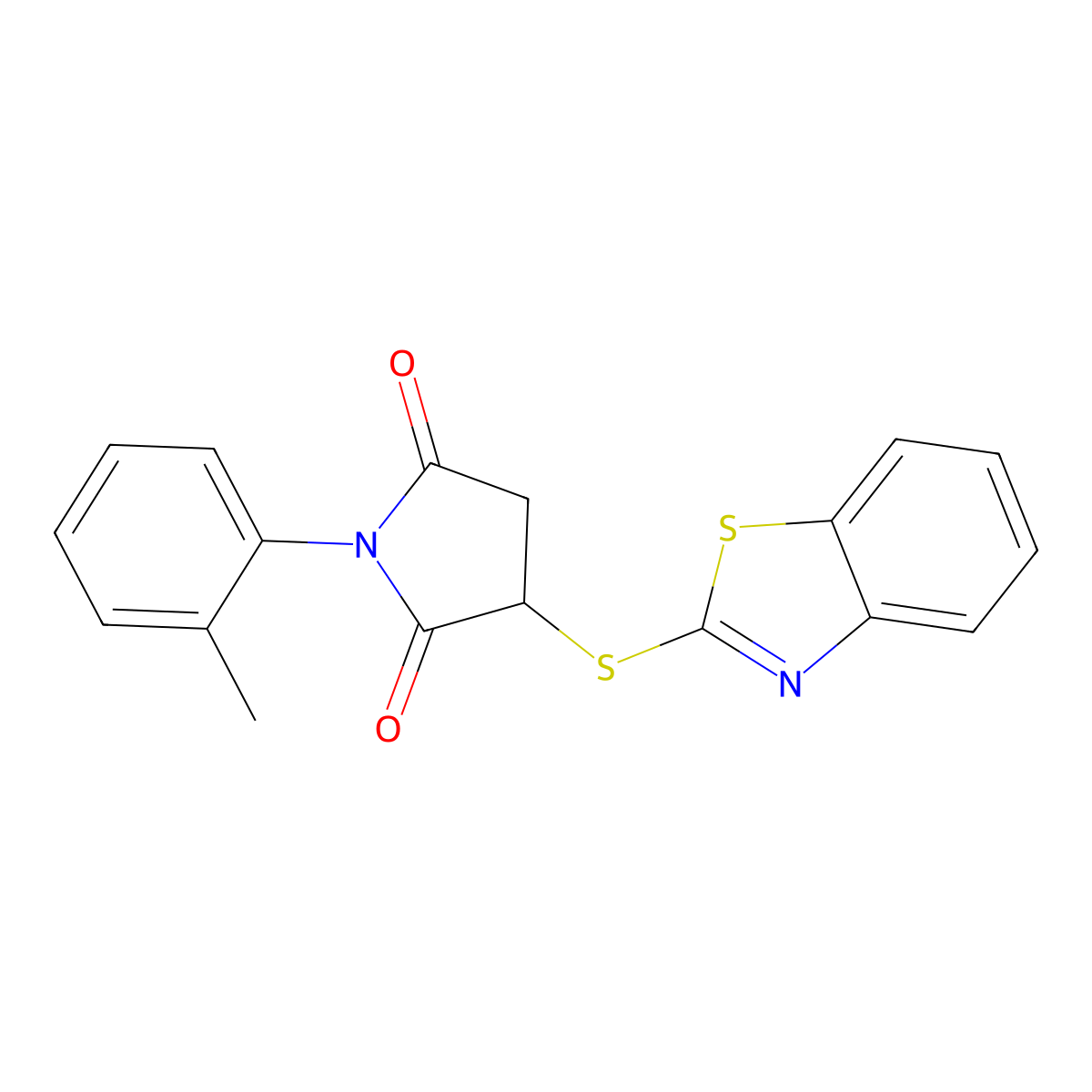 3-(1,3-Benzothiazol-2-ylsulfanyl)-1-(2-methylphenyl)pyrrolidine-2,5-dione molecular structure, CAS 700861-13-8