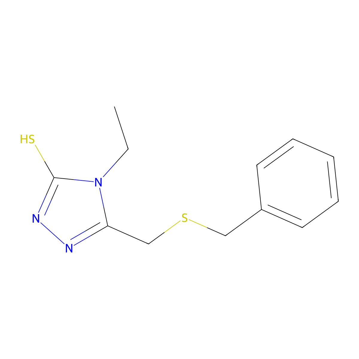 3-(benzylsulfanylmethyl)-4-ethyl-1H-1,2,4-triazole-5-thione molecular structure, CAS 700861-18-3