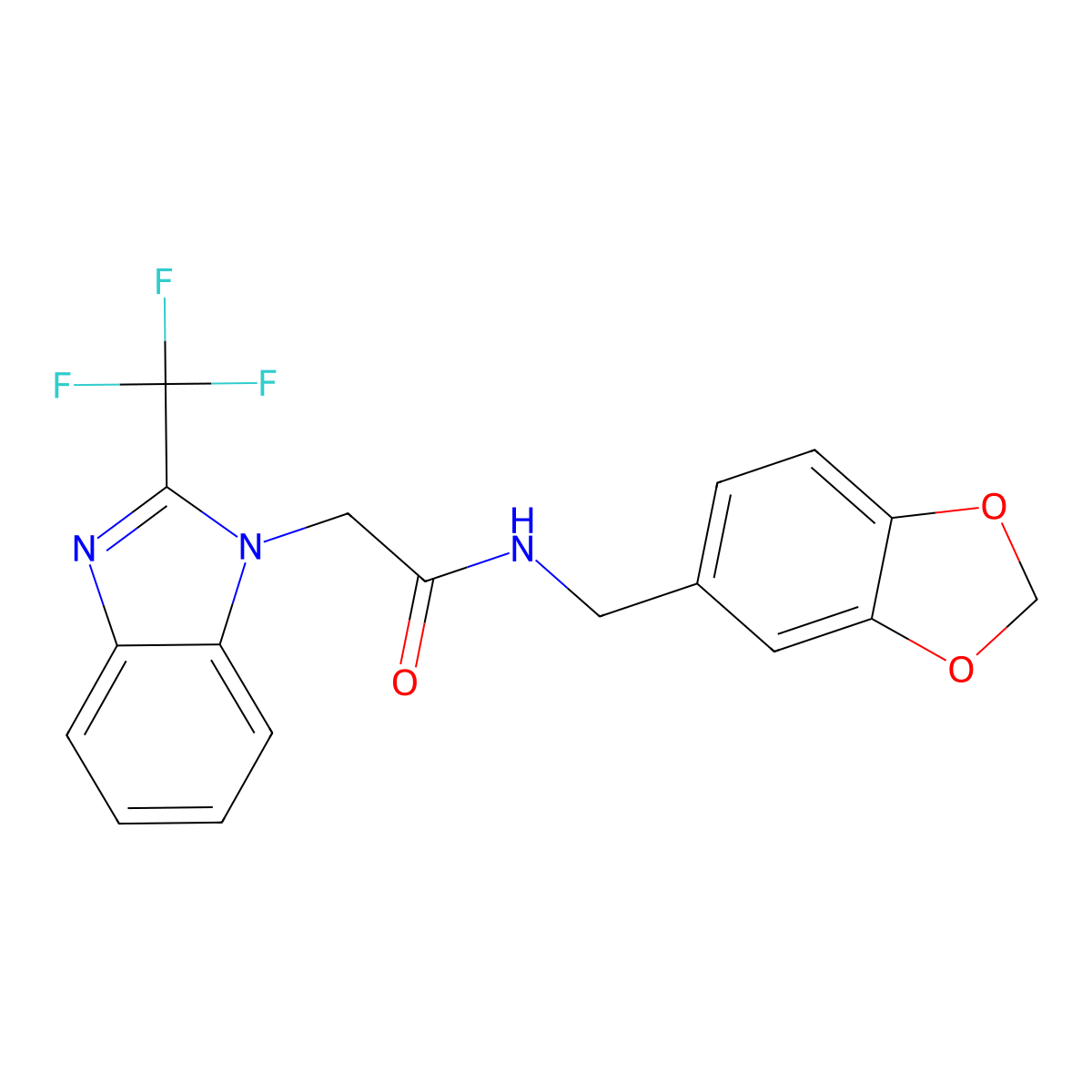N-(1,3-benzodioxol-5-ylmethyl)-2-[2-(trifluoromethyl)-1H-benzimidazol-1-yl]acetamide molecular structure, CAS 700861-31-0