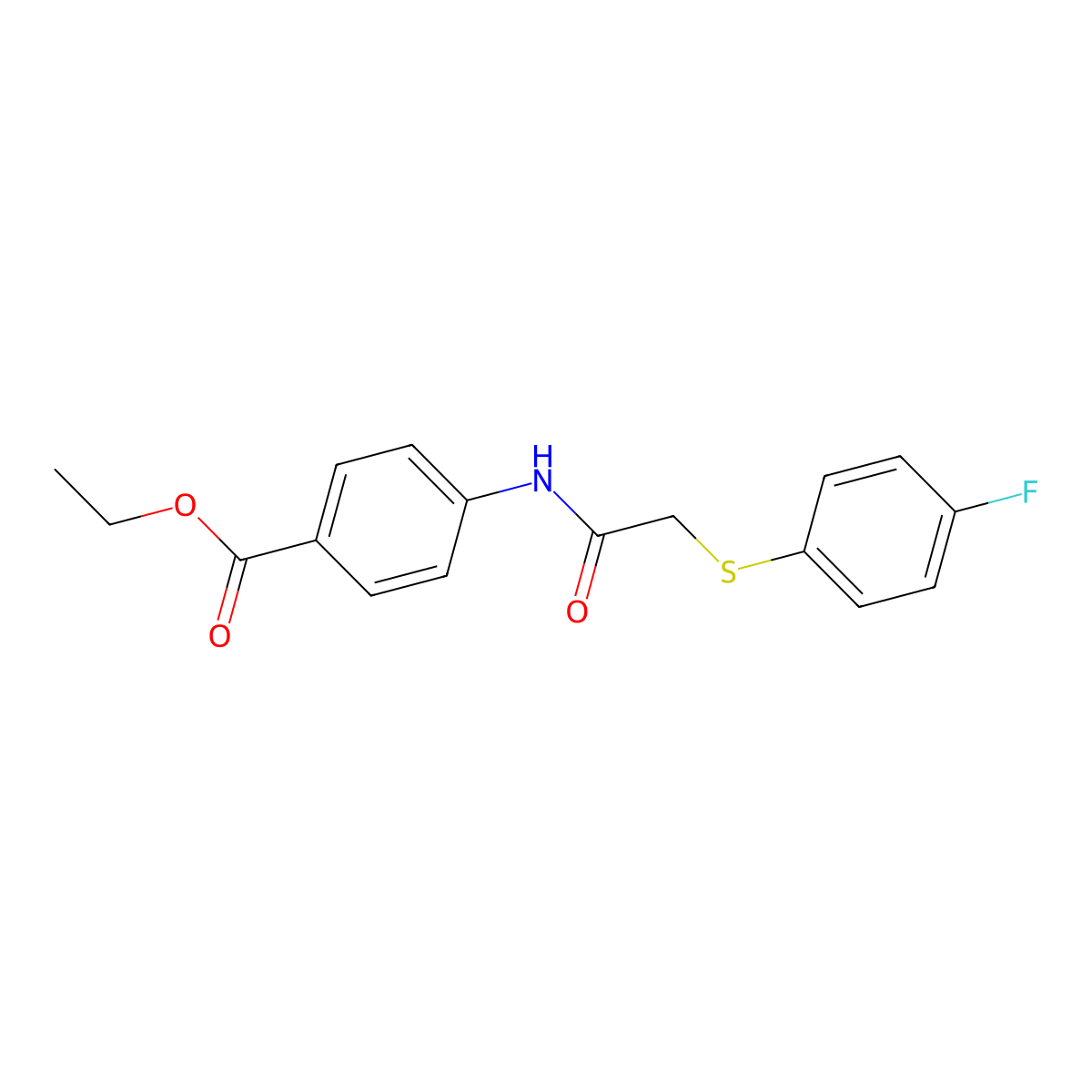 Ethyl 4-(2-((4-fluorophenyl)thio)acetamido)benzoate molecular structure, CAS 700861-43-4
