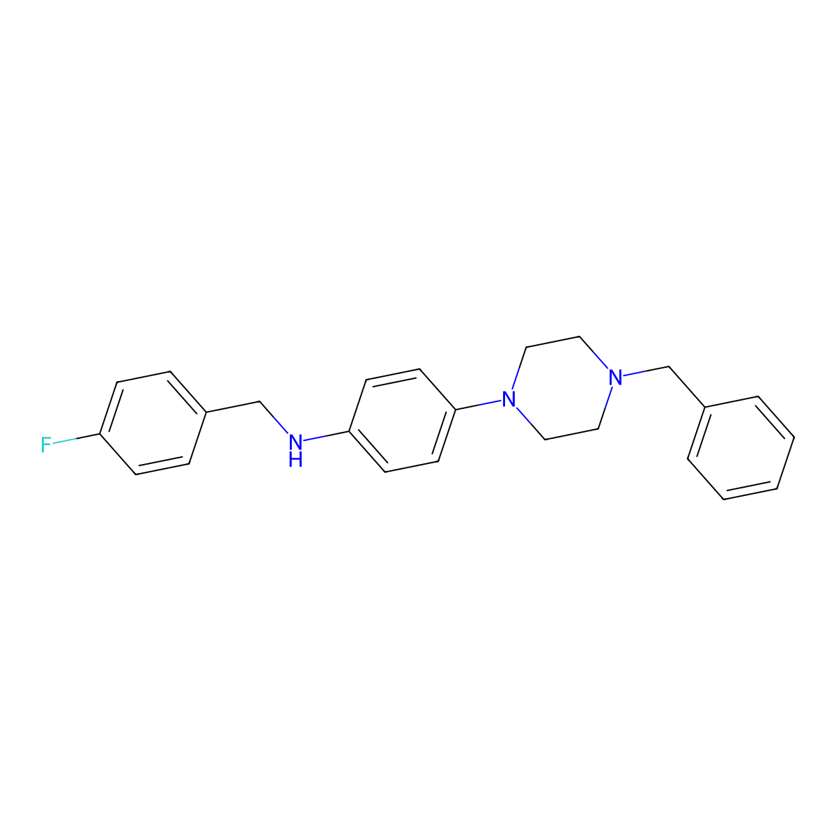 N-[4-(4-benzyl-1-piperazinyl)phenyl]-N-(4-fluorobenzyl)amine molecular structure, CAS 700861-44-5