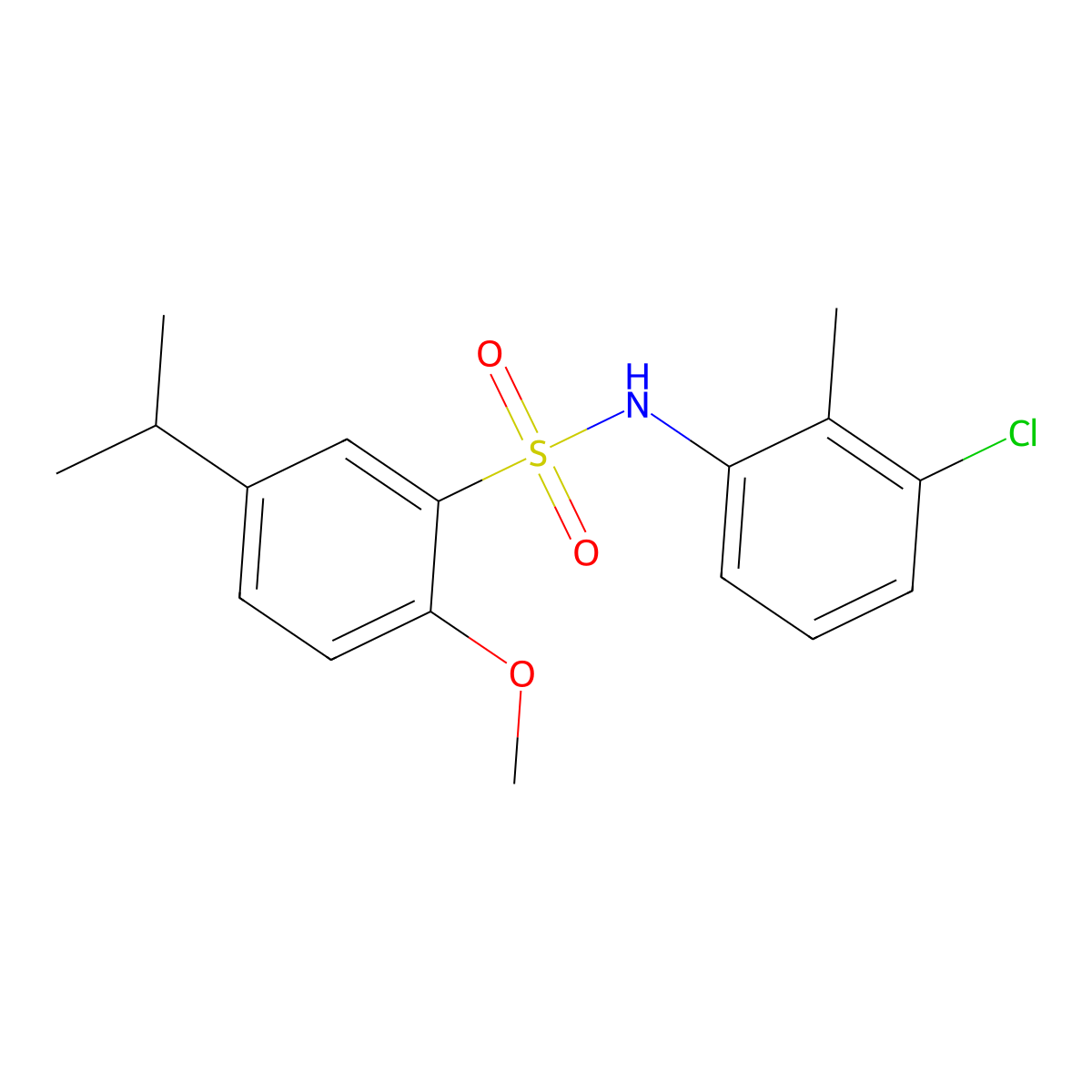 (3-Chloro-2-methylphenyl){[2-methoxy-5-(methylethyl)phenyl]sulfonyl}amine molecular structure, CAS 700861-58-1
