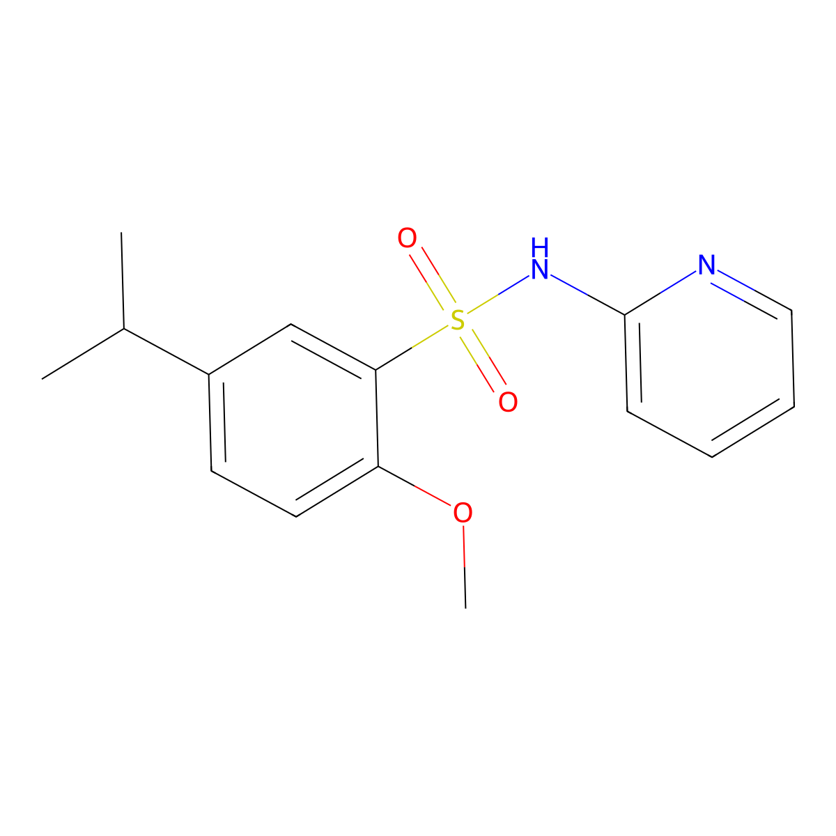 2-methoxy-5-propan-2-yl-N-(2-pyridinyl)benzenesulfonamide molecular structure, CAS 700861-73-0