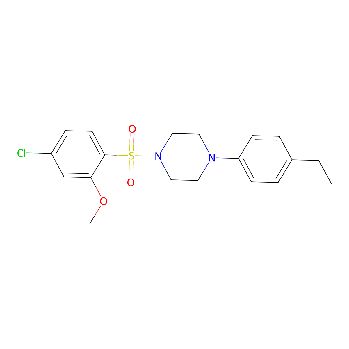 1-(4-Chloro-2-methoxyphenyl)sulfonyl-4-(4-ethylphenyl)piperazine molecular structure, CAS 700861-79-6