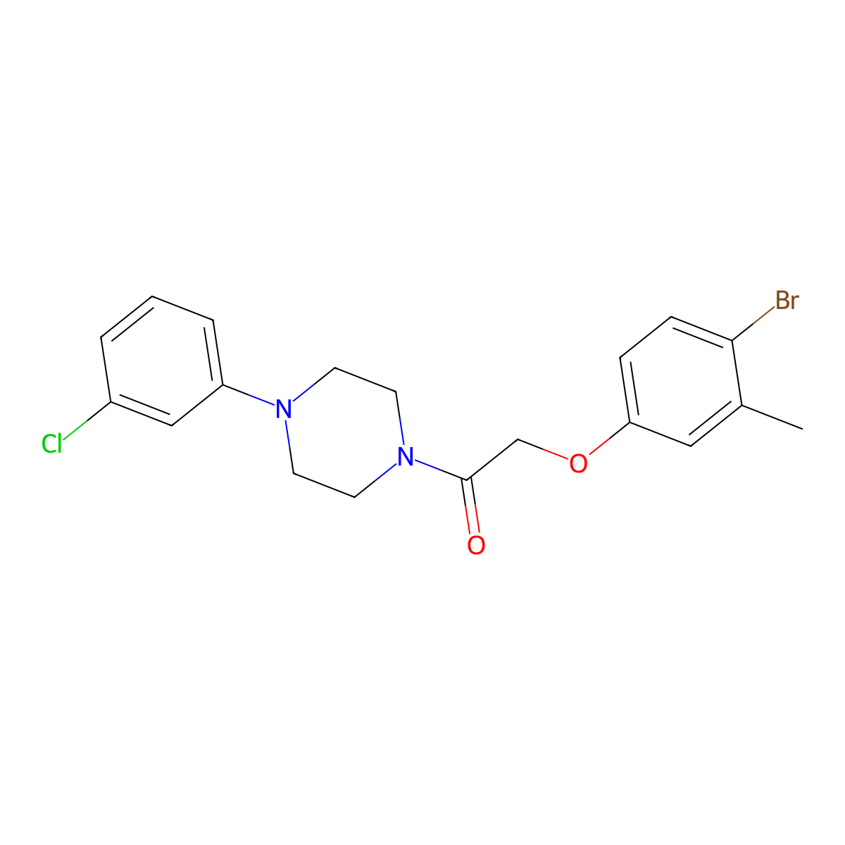 2-(4-Bromo-3-methylphenoxy)-1-[4-(3-chlorophenyl)piperazin-1-yl]ethanone molecular structure, CAS 700861-81-0