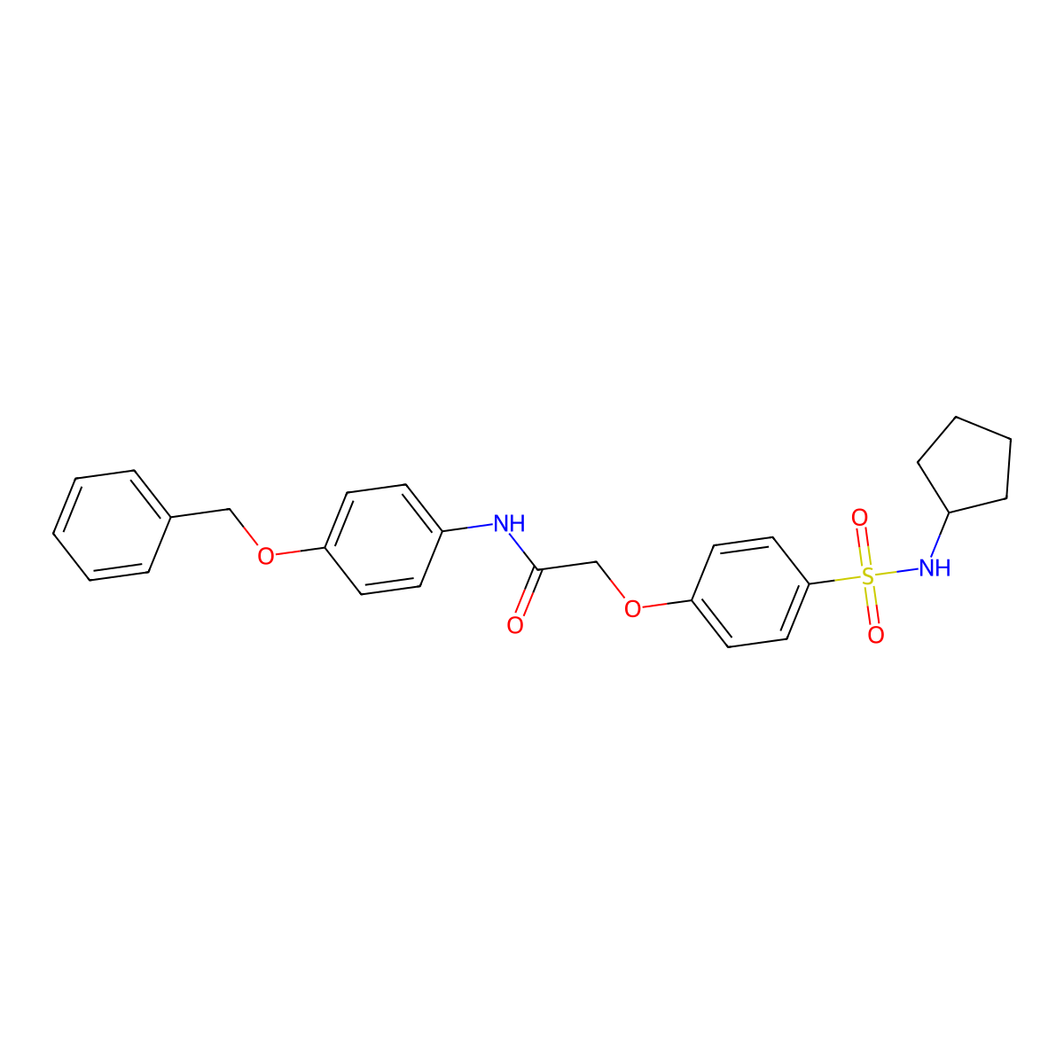2-[4-(cyclopentylsulfamoyl)phenoxy]-N-(4-phenylmethoxyphenyl)acetamide molecular structure, CAS 700861-90-1
