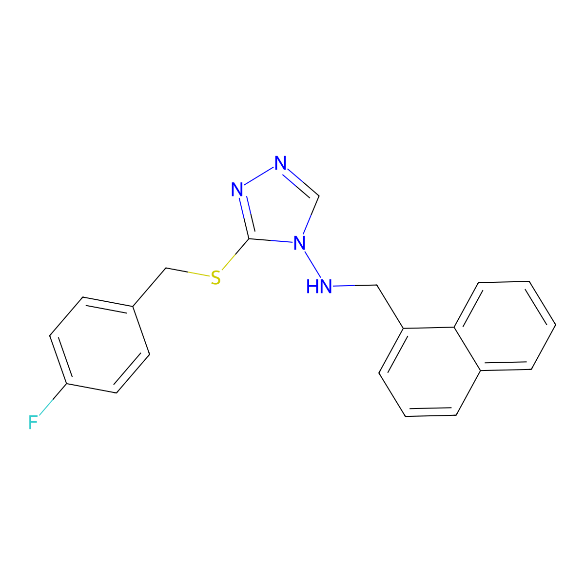 3-[(4-fluorophenyl)methylsulfanyl]-N-(naphthalen-1-ylmethyl)-1,2,4-triazol-4-amine molecular structure, CAS 700862-20-0