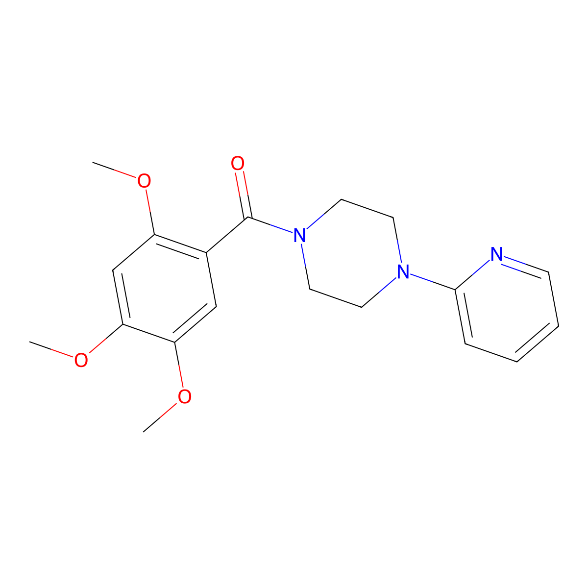 (4-Pyridin-2-yl-piperazin-1-yl)-(2,4,5-trimethoxy-phenyl)-methanone molecular structure, CAS 700862-27-7