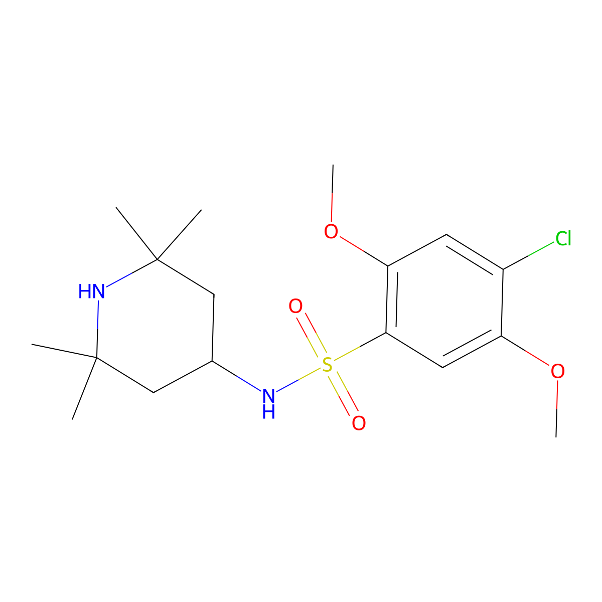 4-chloro-2,5-dimethoxy-N-(2,2,6,6-tetramethylpiperidin-4-yl)benzenesulfonamide molecular structure, CAS 700862-29-9