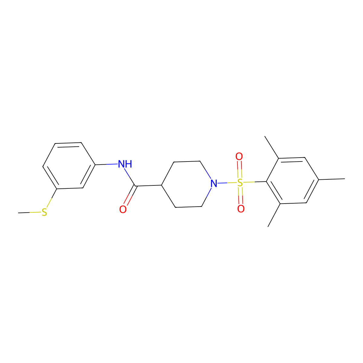 N-(3-methylsulfanylphenyl)-1-(2,4,6-trimethylphenyl)sulfonylpiperidine-4-carboxamide molecular structure, CAS 700862-31-3