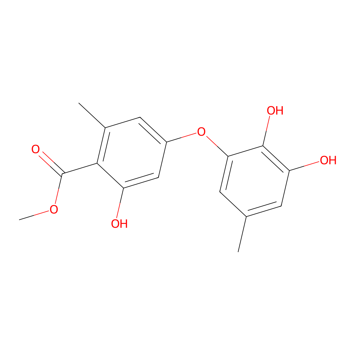 Methyl 4-(2,3-dihydroxy-5-methylphenoxy)-2-hydroxy-6-methylbenzoate molecular structure, CAS 700870-56-0