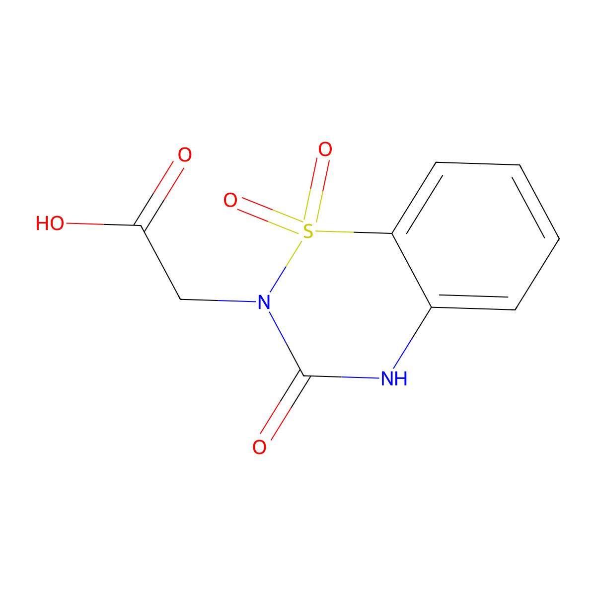 2-(1,1,3-trioxo-3,4-dihydro-2H-1lambda6,2,4-benzothiadiazin-2-yl)acetic acid molecular structure, CAS 70089-60-0