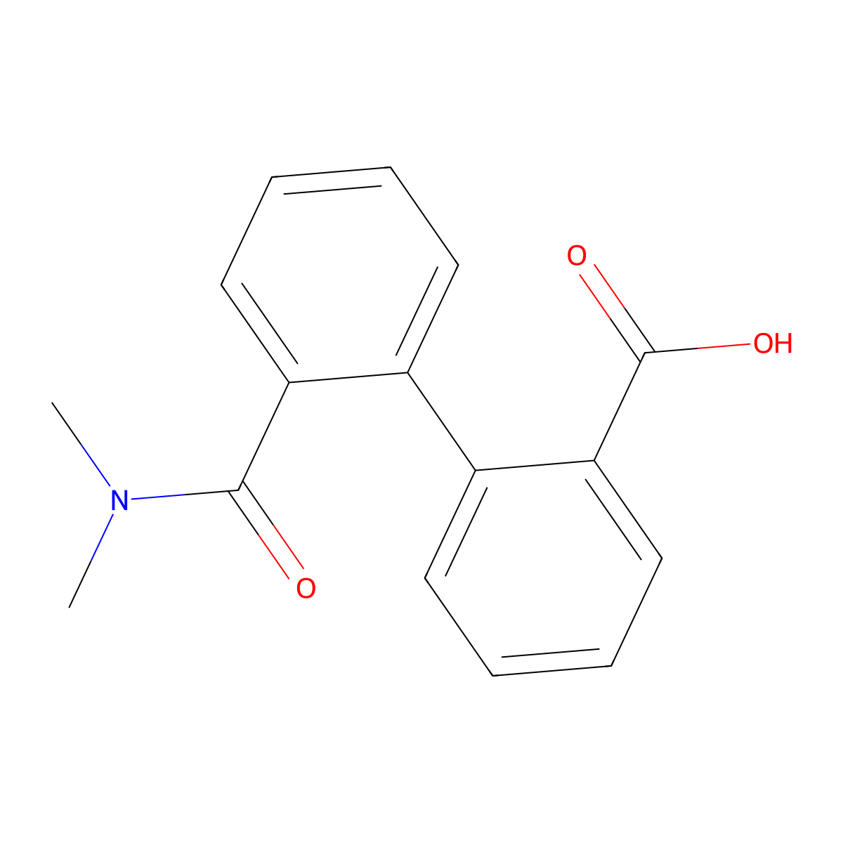 2'-[(Dimethylamino)carbonyl][1,1'-biphenyl]-2-carboxylic acid molecular structure, CAS 7009-06-5