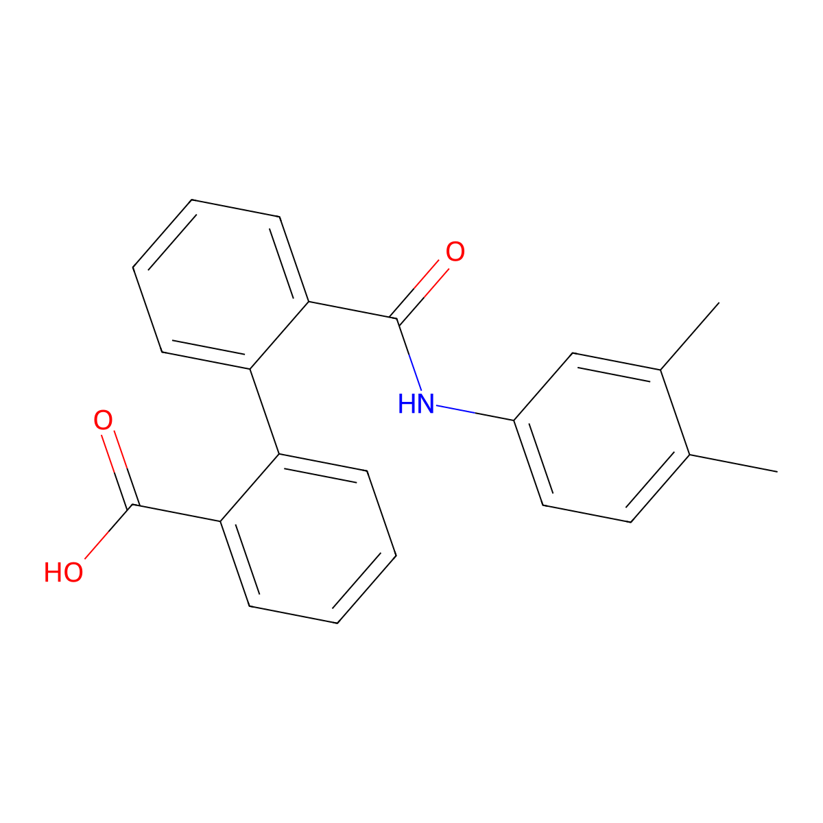 2'-[(3,4-Dimethylphenyl)carbamoyl]biphenyl-2-carboxylic acid molecular structure, CAS 7009-09-8