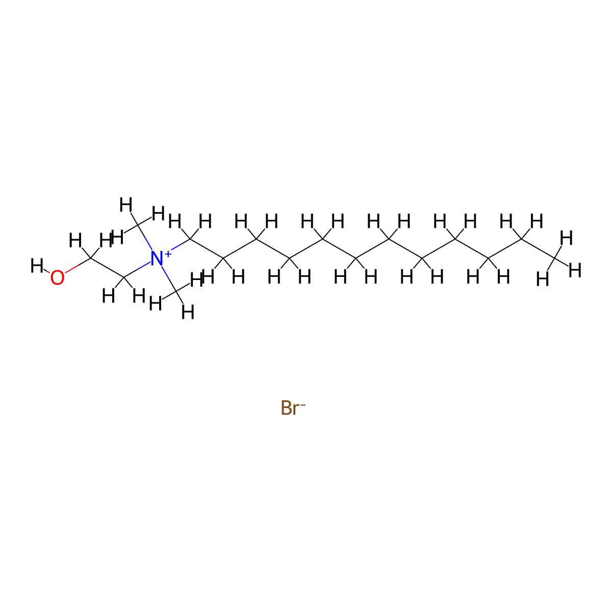 1-Dodecanaminium, N-(2-hydroxyethyl)-N,N-dimethyl-, bromide (1:1) molecular structure, CAS 7009-61-2
