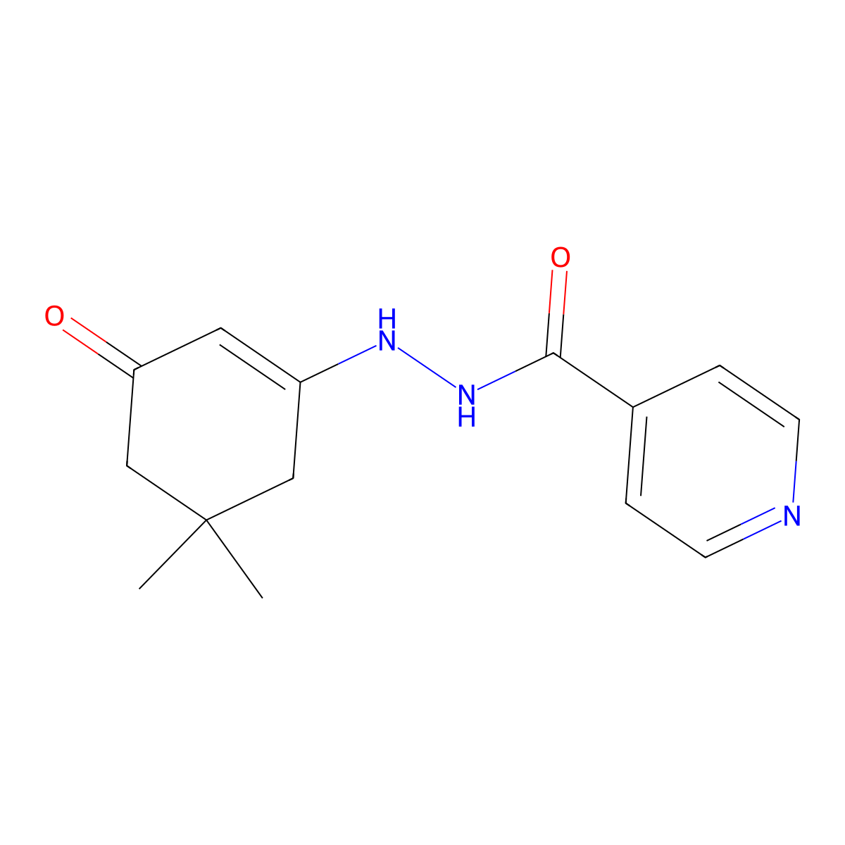 N'-(5,5-dimethyl-3-oxo-1-cyclohexen-1-yl)isonicotinohydrazide molecular structure, CAS 70093-01-5