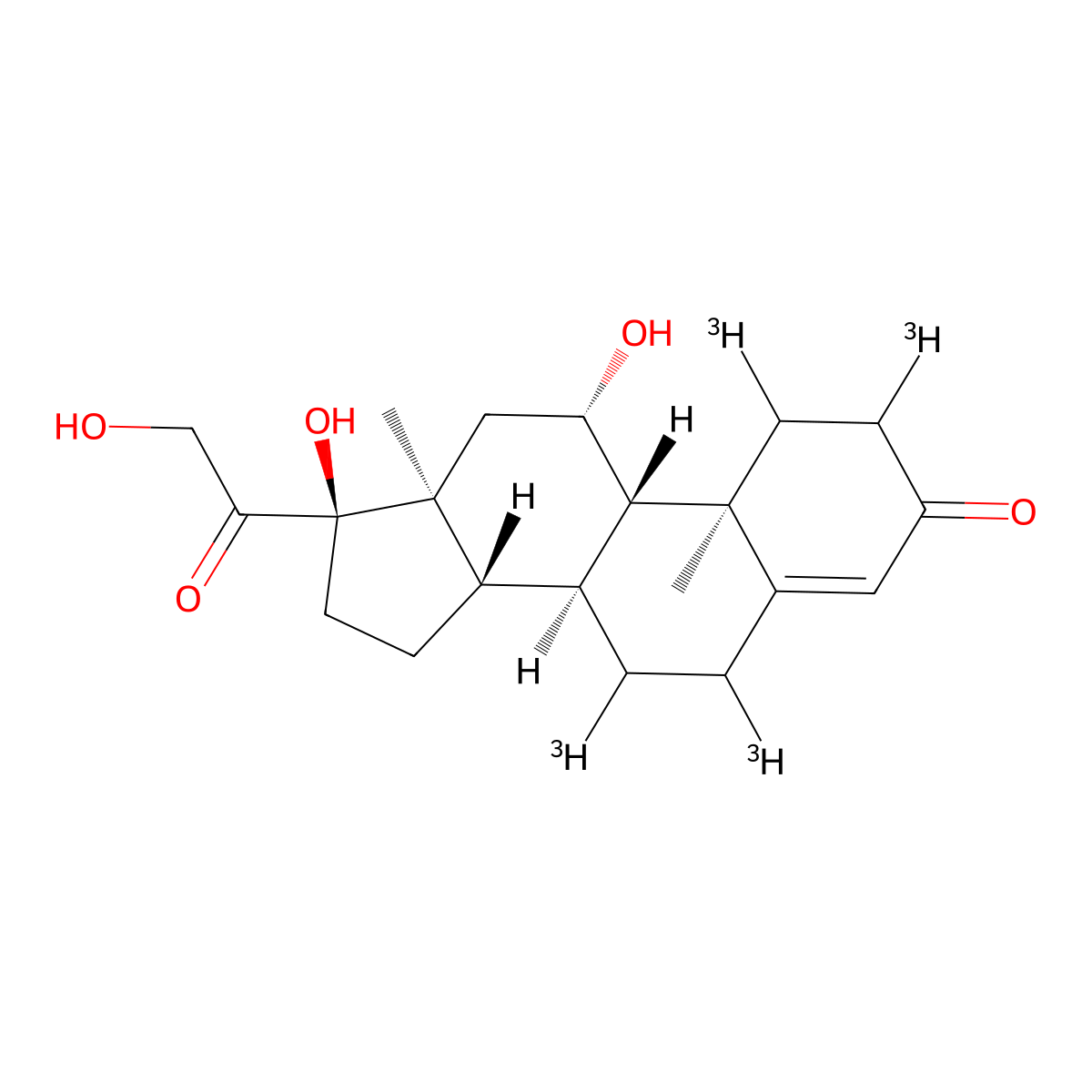 11,17,21-Trihydroxy(1,2,6,7-~3~H_4_)pregn-4-ene-3,20-dione molecular structure, CAS 70094-60-9