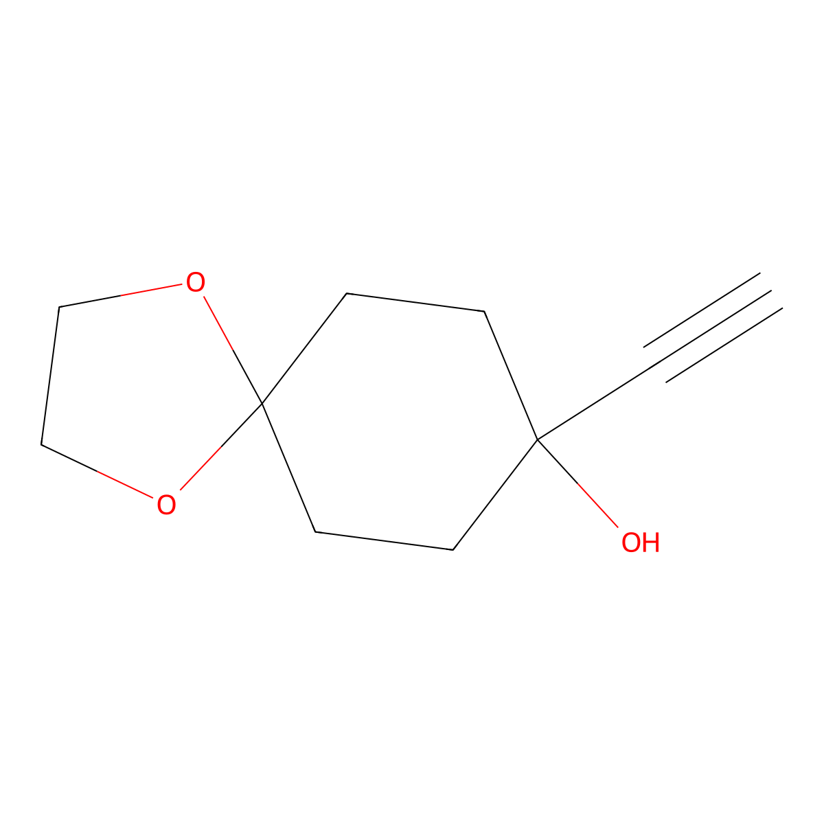 8-Ethynyl-1,4-dioxaspiro[4.5]decan-8-ol molecular structure, CAS 70097-74-4