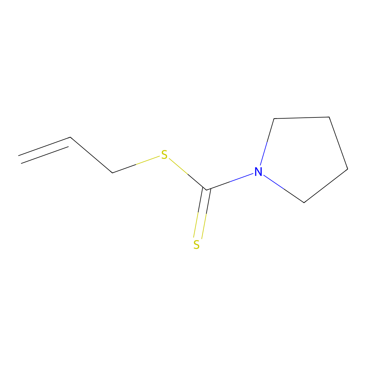 Allyl 1-pyrrolidinecarbodithioate molecular structure, CAS 701-13-3