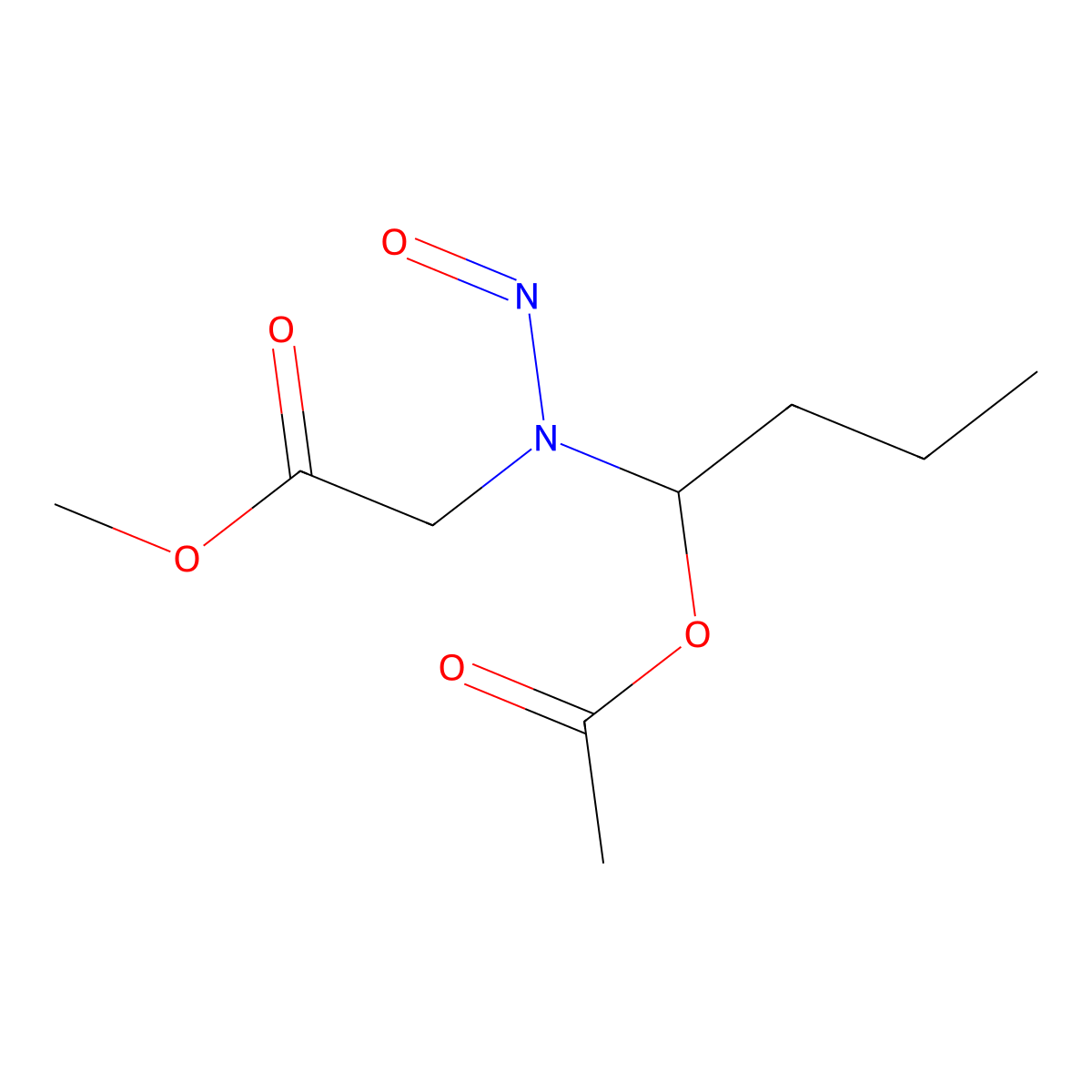 N-(Methoxycarbonylmethyl)-N-(1-acetoxybutyl)nitrosamine molecular structure, CAS 70103-83-2