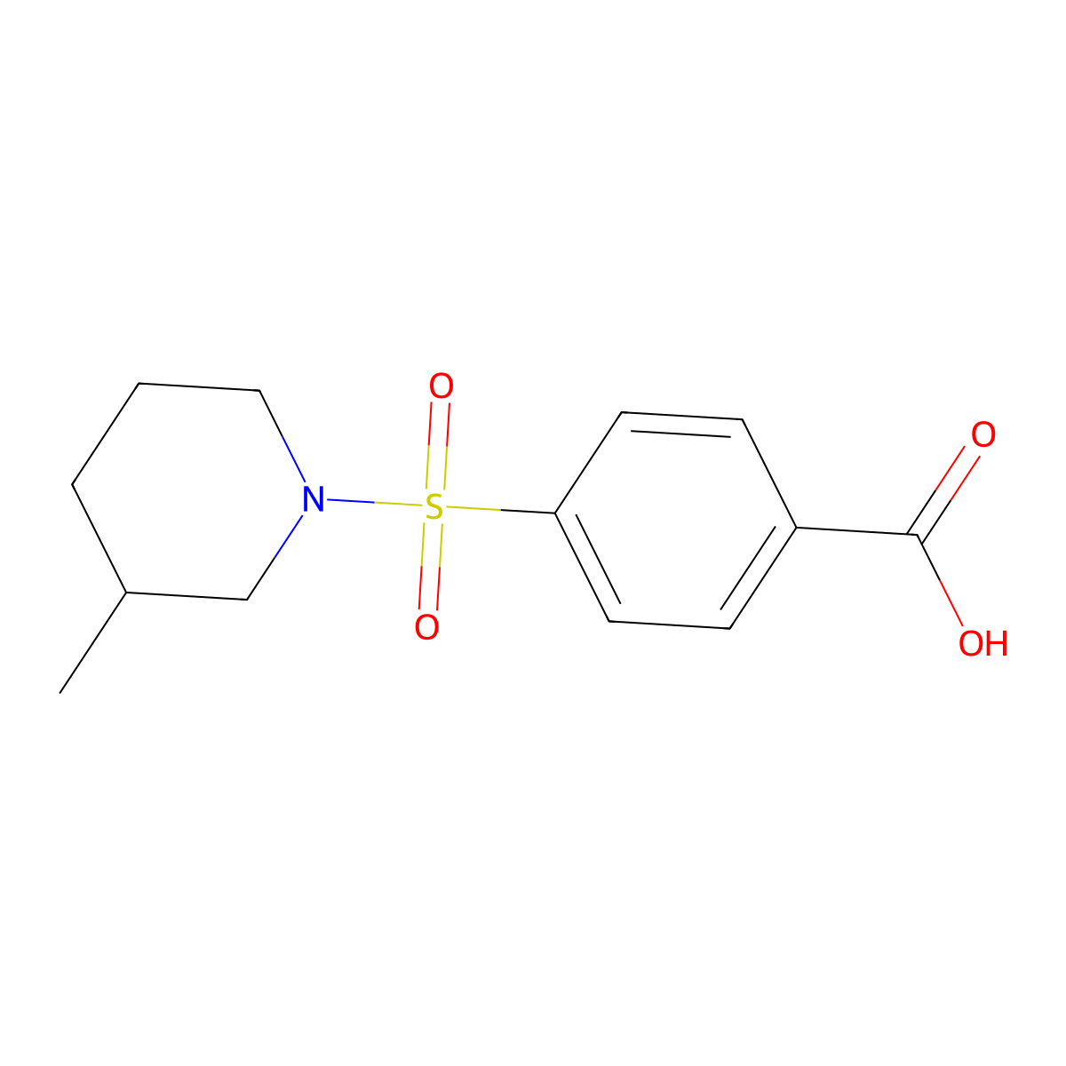 4-[(3-Methylpiperidin-1-yl)sulfonyl]benzoic acid molecular structure, CAS 70111-46-5