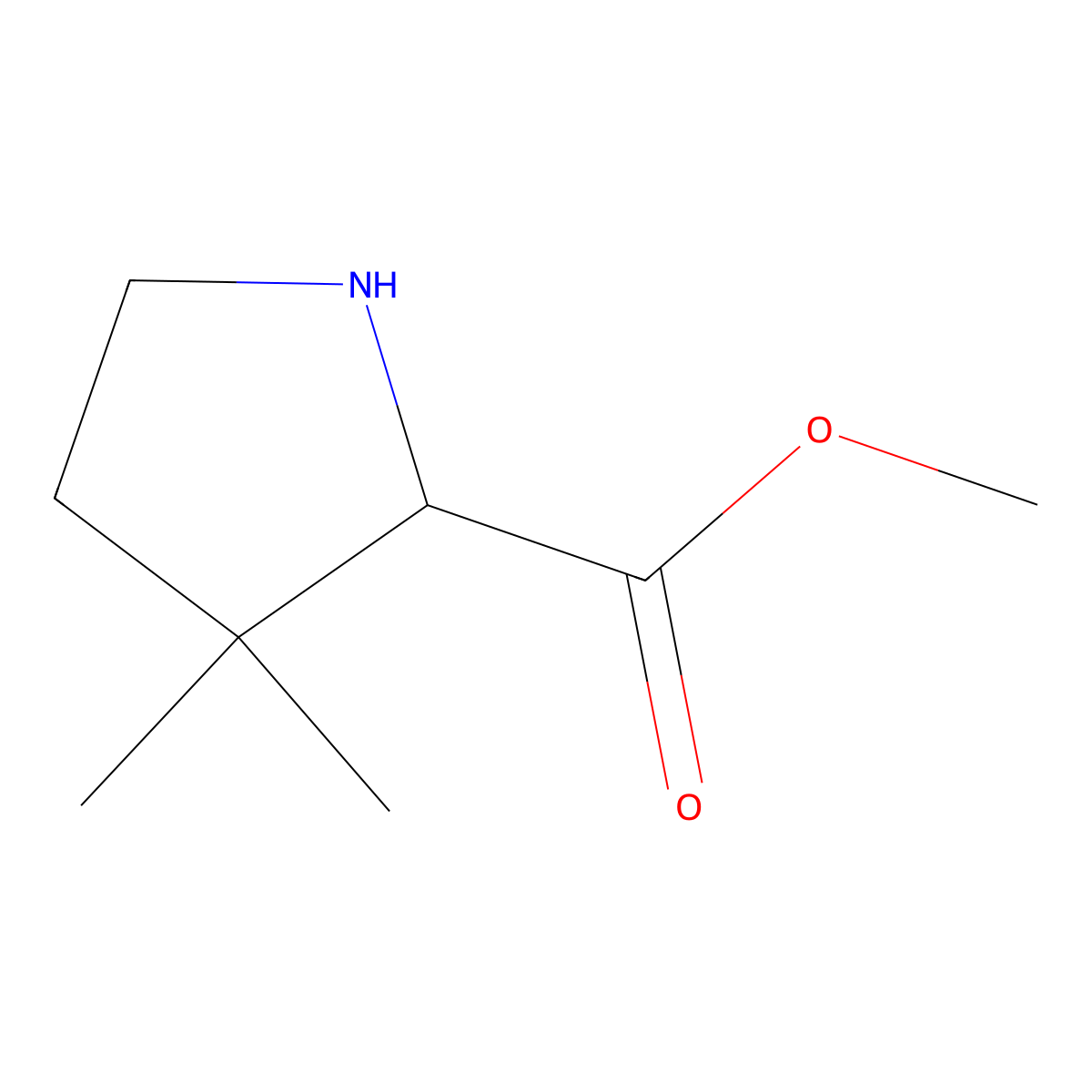 Methyl 3,3-dimethylpyrrolidine-2-carboxylate molecular structure, CAS 701197-44-6