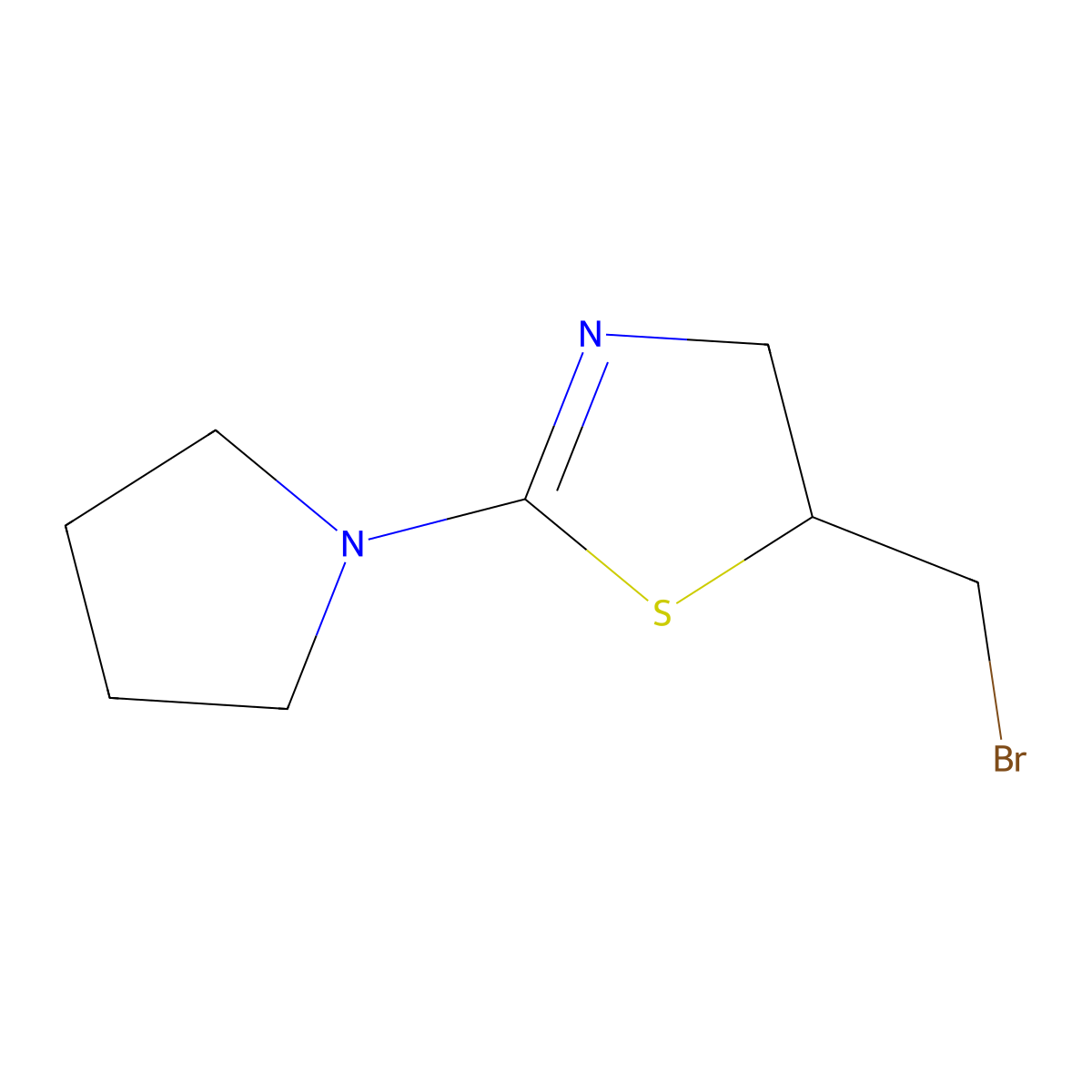 5-(Bromomethyl)-2-(pyrrolidin-1-yl)-4,5-dihydro-1,3-thiazole molecular structure, CAS 701198-22-3