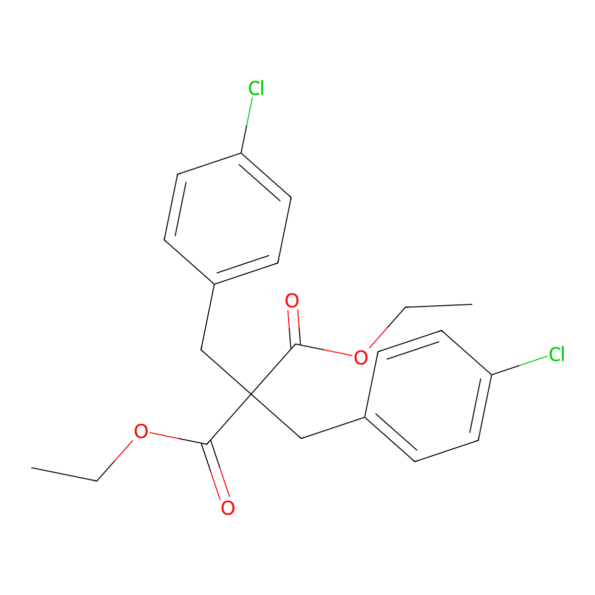 Diethyl 2,2-bis[(4-chlorophenyl)methyl]propanedioate molecular structure, CAS 7012-60-4