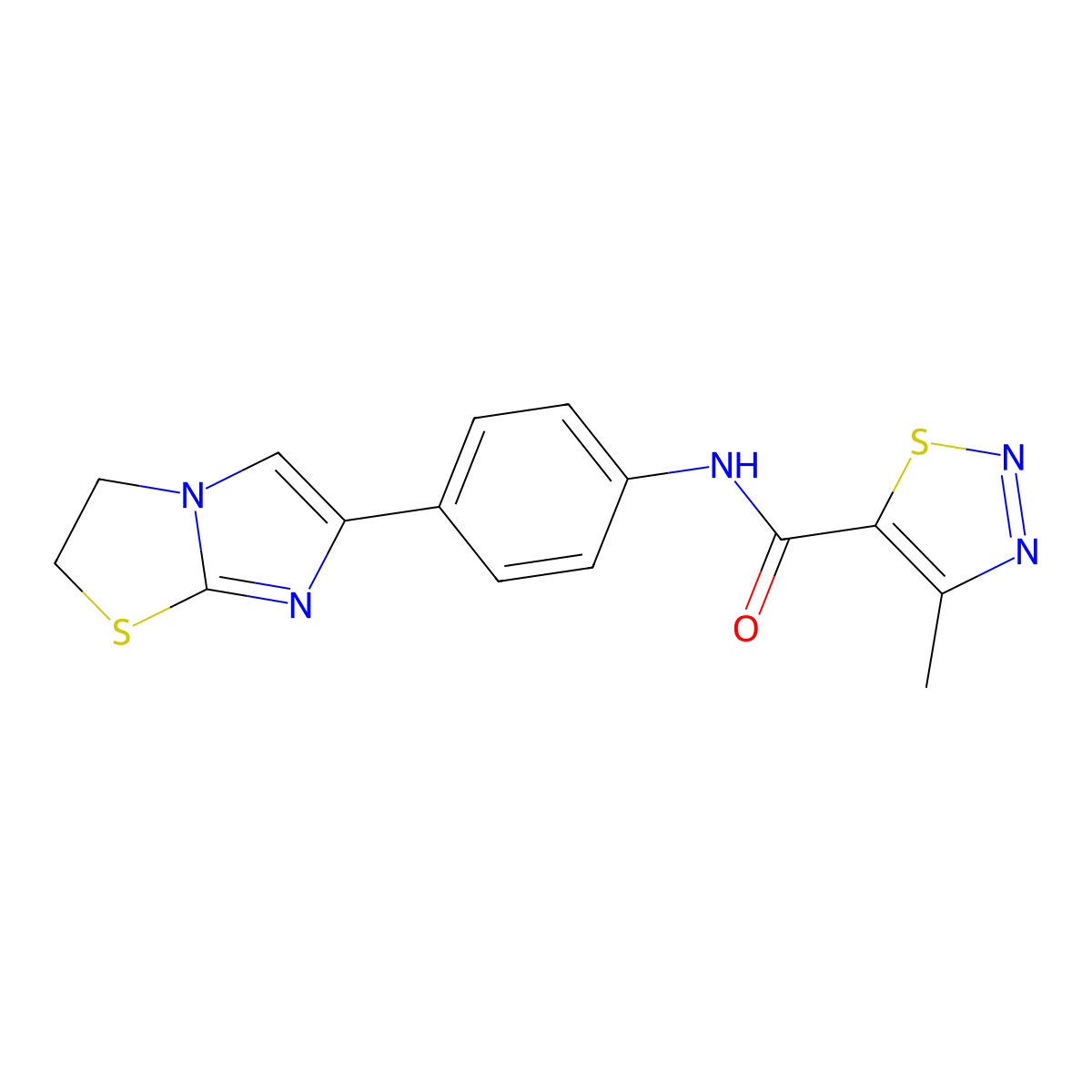 N-[4-(2,3-dihydroimidazo[2,1-b][1,3]thiazol-6-yl)phenyl]-4-methylthiadiazole-5-carboxamide molecular structure, CAS 701201-75-4