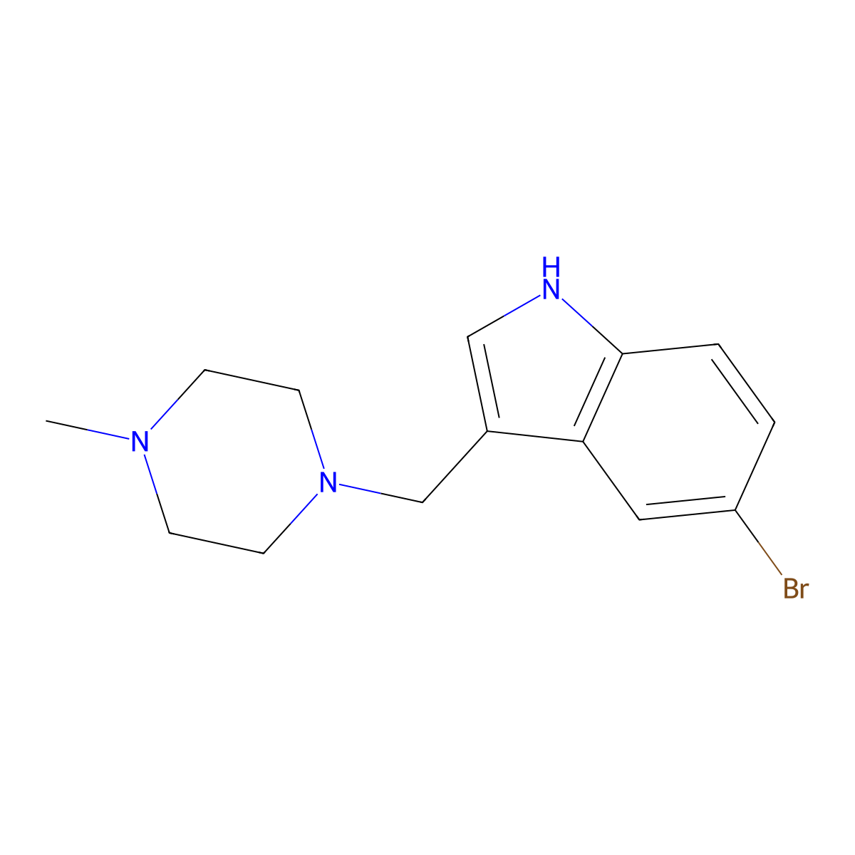 3-((4-Methylpiperazin-1-YL)methyl)-5-bromo-1H-indole molecular structure, CAS 701205-13-2