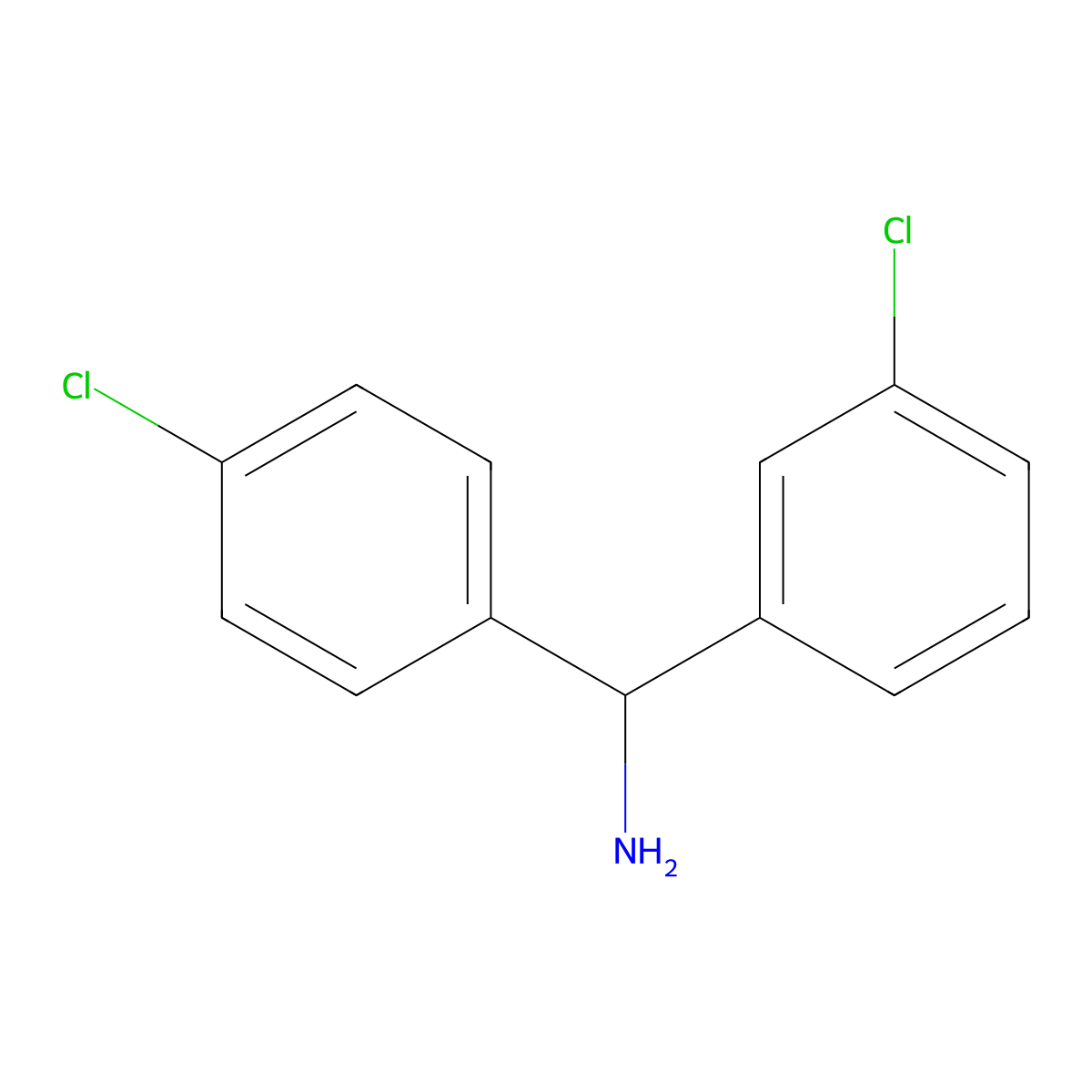 (3-Chlorophenyl)(4-chlorophenyl)methanamine molecular structure, CAS 701212-44-4
