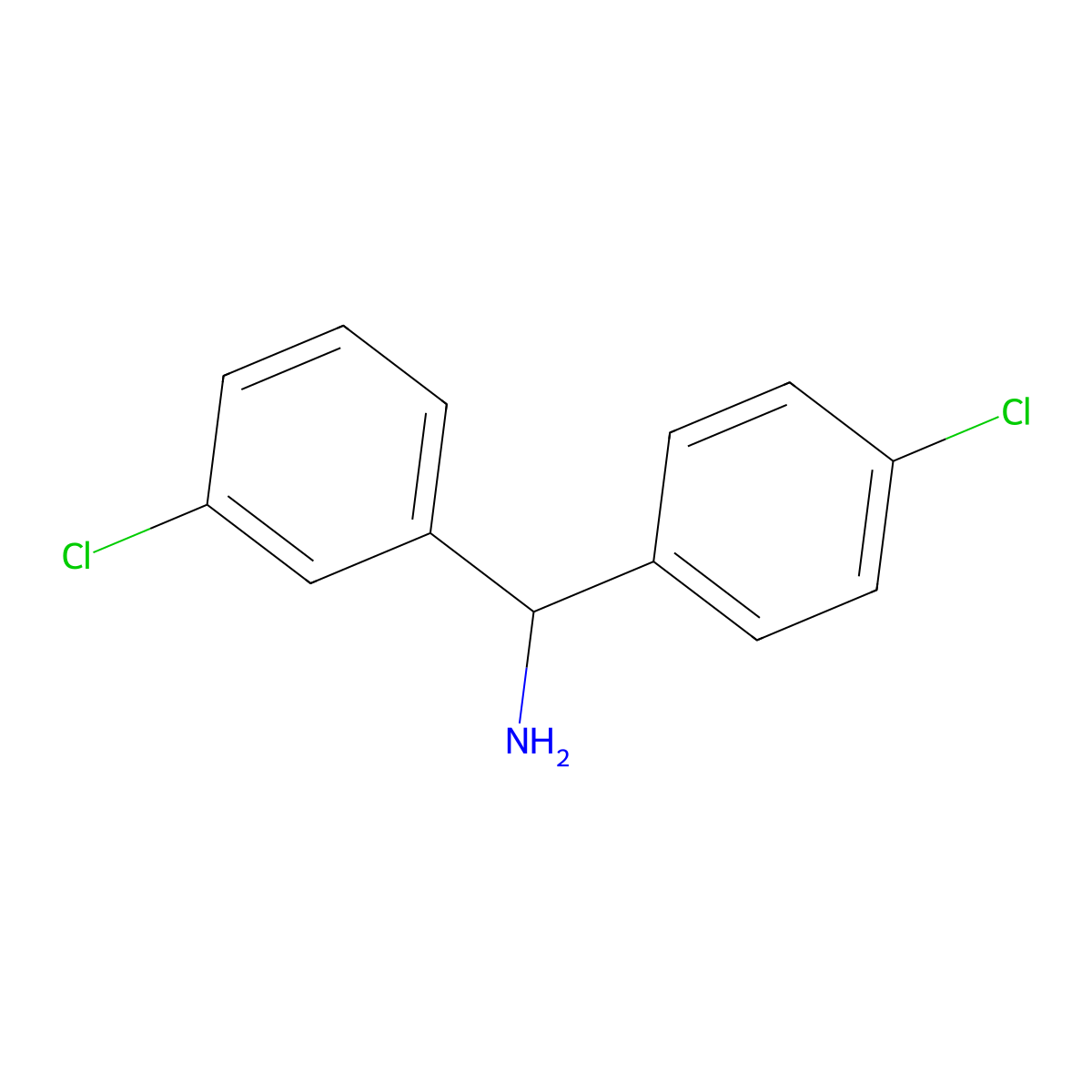(3-Chlorophenyl)(4-chlorophenyl)methanamine molecular structure, CAS 701212-44-4