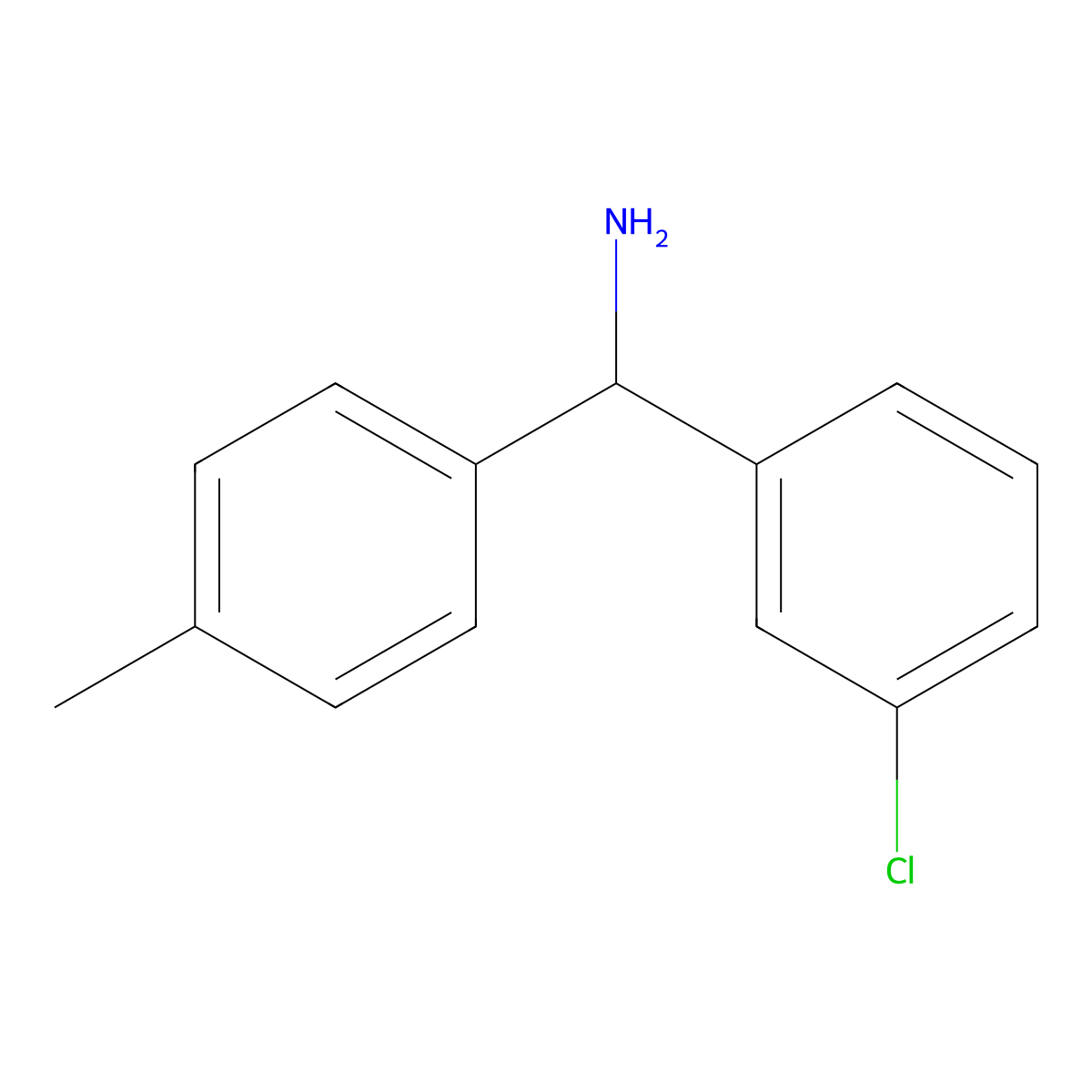 (3-Chlorophenyl)(4-methylphenyl)methanamine molecular structure, CAS 701212-45-5