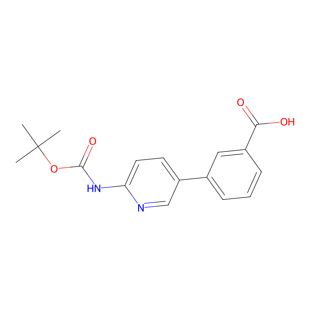 3-(6-((Tert-butoxycarbonyl)amino)pyridin-3-yl)benzoic acid molecular structure, CAS 701215-23-8