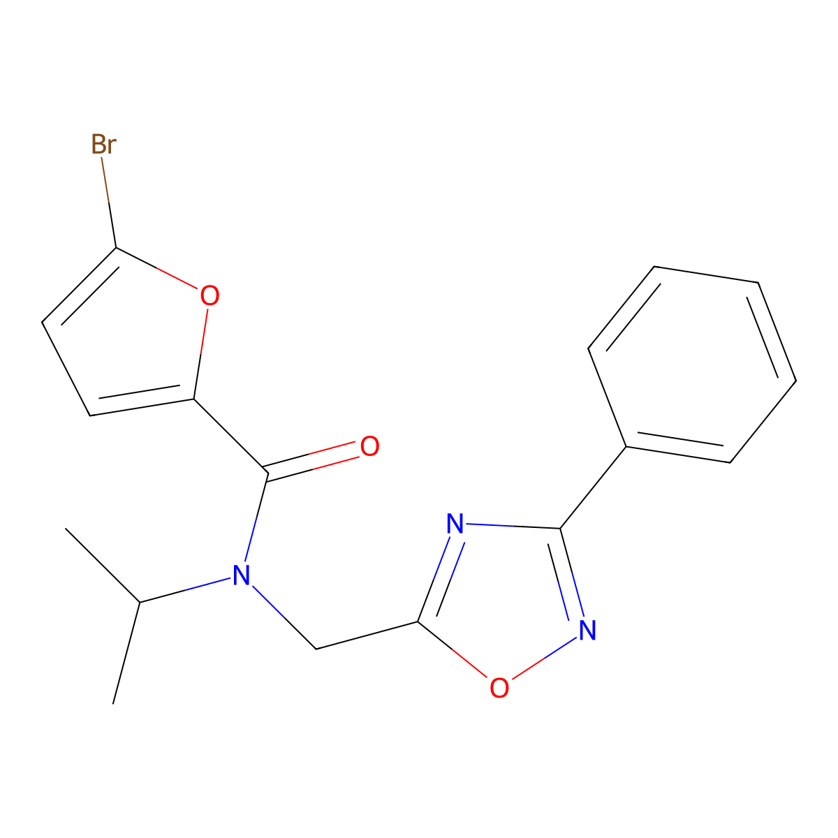 5-bromo-N-[(3-phenyl-1,2,4-oxadiazol-5-yl)methyl]-N-propan-2-ylfuran-2-carboxamide molecular structure, CAS 701217-11-0