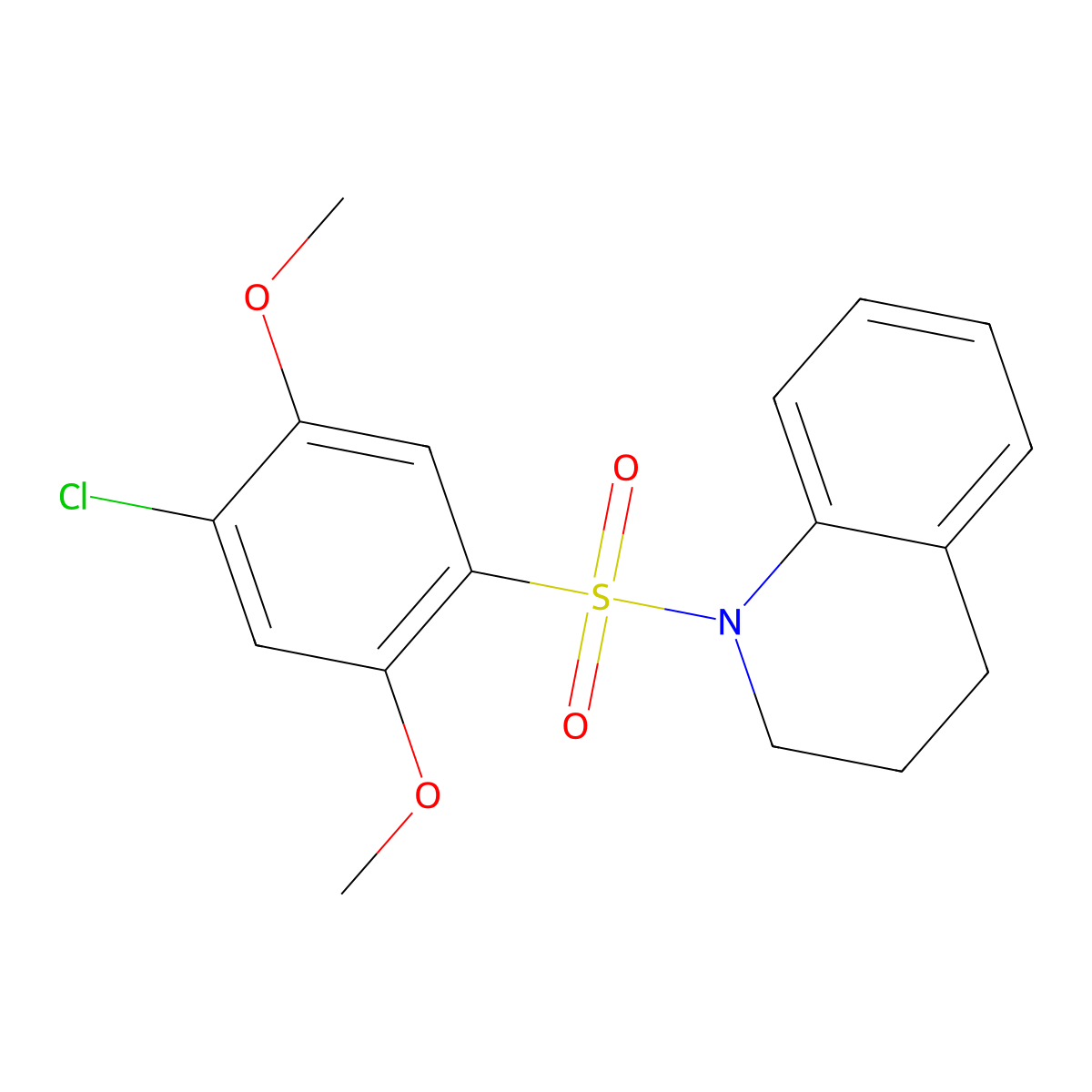 1-(4-chloro-2,5-dimethoxyphenyl)sulfonyl-3,4-dihydro-2H-quinoline molecular structure, CAS 701217-17-6