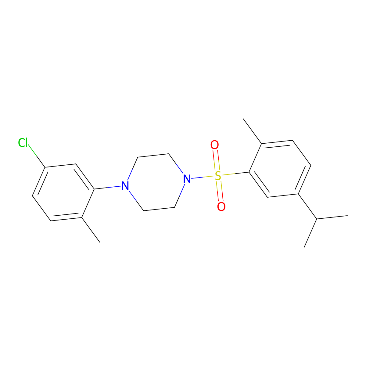 1-(5-Chloro-2-methylphenyl)-4-[2-methyl-5-(propan-2-yl)benzenesulfonyl]piperazine molecular structure, CAS 701217-22-3