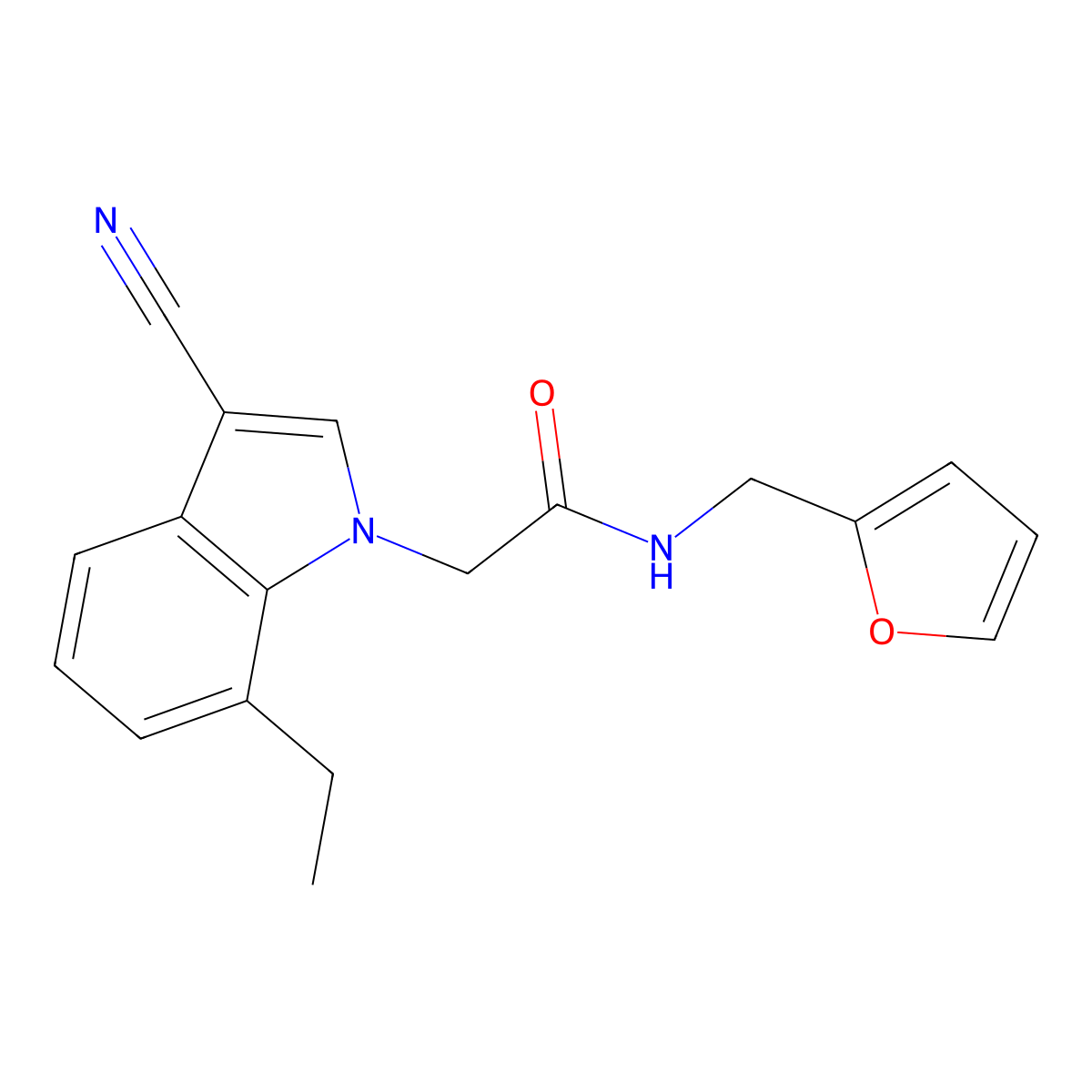 2-(3-cyano-7-ethylindol-1-yl)-N-(furan-2-ylmethyl)acetamide molecular structure, CAS 701217-26-7