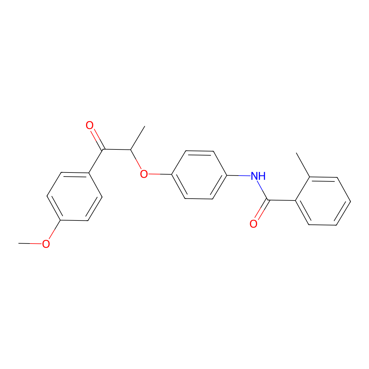 N-[4-[1-(4-methoxyphenyl)-1-oxopropan-2-yl]oxyphenyl]-2-methylbenzamide molecular structure, CAS 701217-50-7
