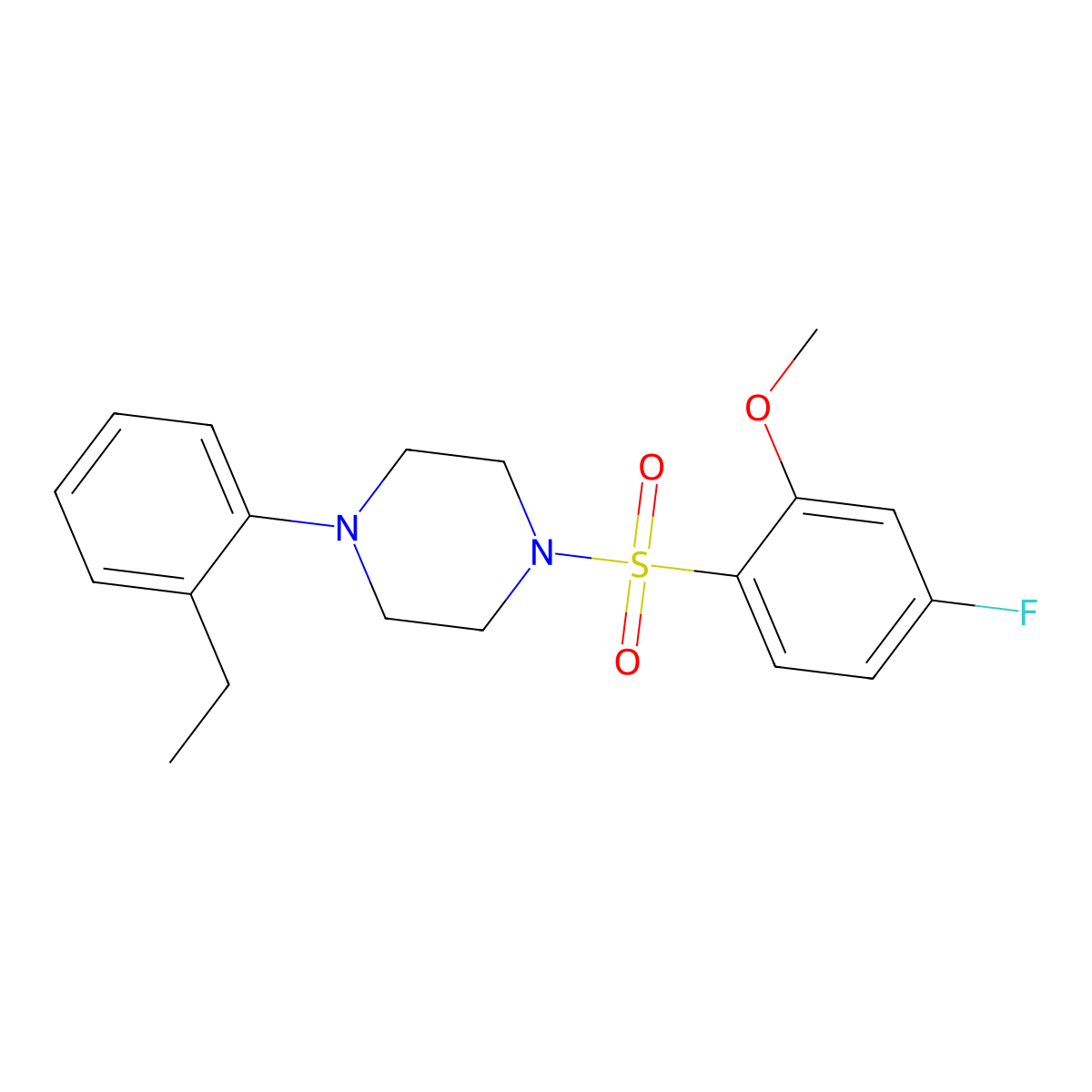 1-(2-Ethylphenyl)-4-(4-fluoro-2-methoxyphenyl)sulfonylpiperazine molecular structure, CAS 701217-52-9