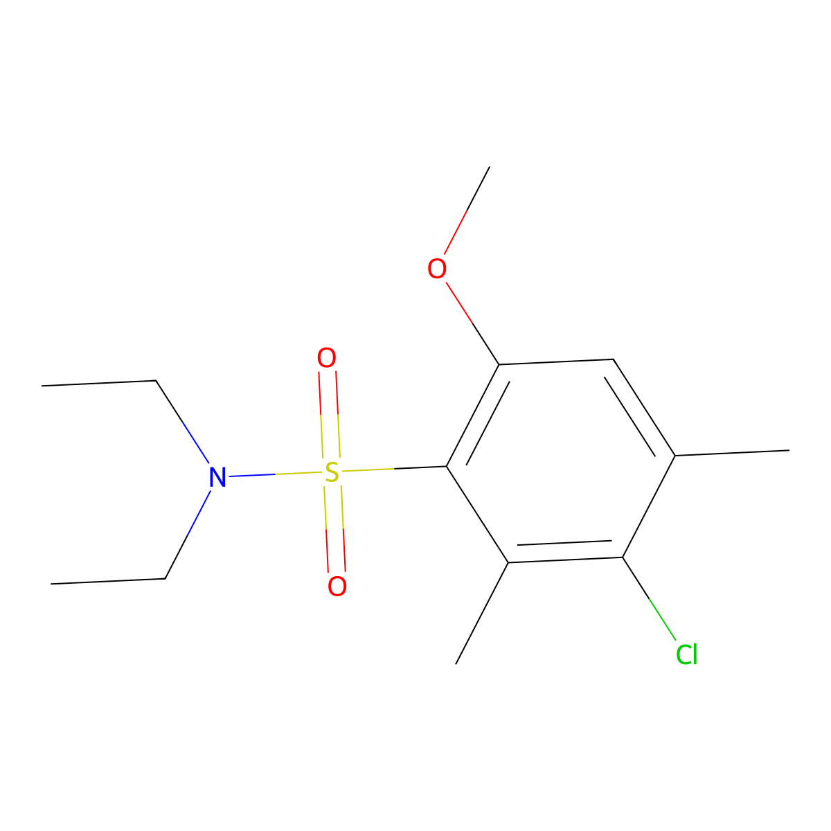 3-chloro-N,N-diethyl-6-methoxy-2,4-dimethylbenzenesulfonamide molecular structure, CAS 701217-53-0