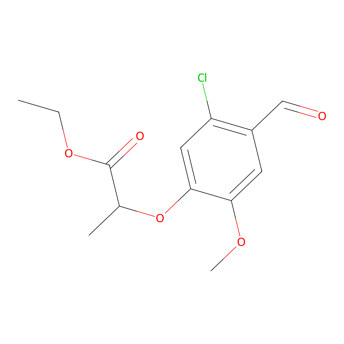 Ethyl 2-(5-chloro-4-formyl-2-methoxyphenoxy)propanoate molecular structure, CAS 701217-68-7