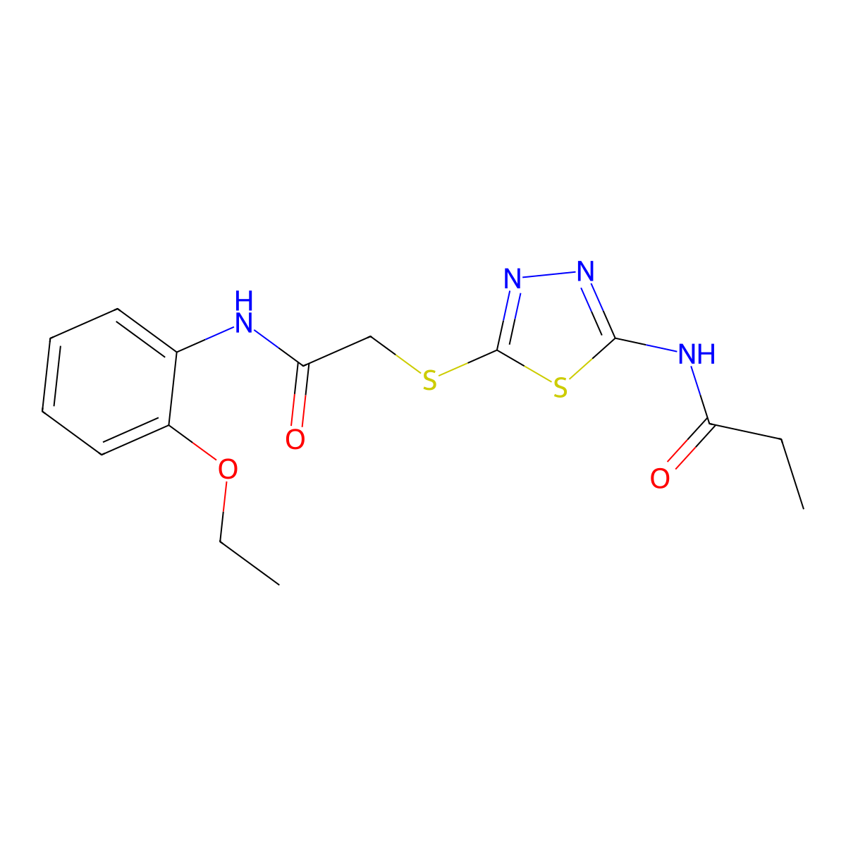 N-[5-[2-(2-ethoxyanilino)-2-oxoethyl]sulfanyl-1,3,4-thiadiazol-2-yl]propanamide molecular structure, CAS 701217-73-4