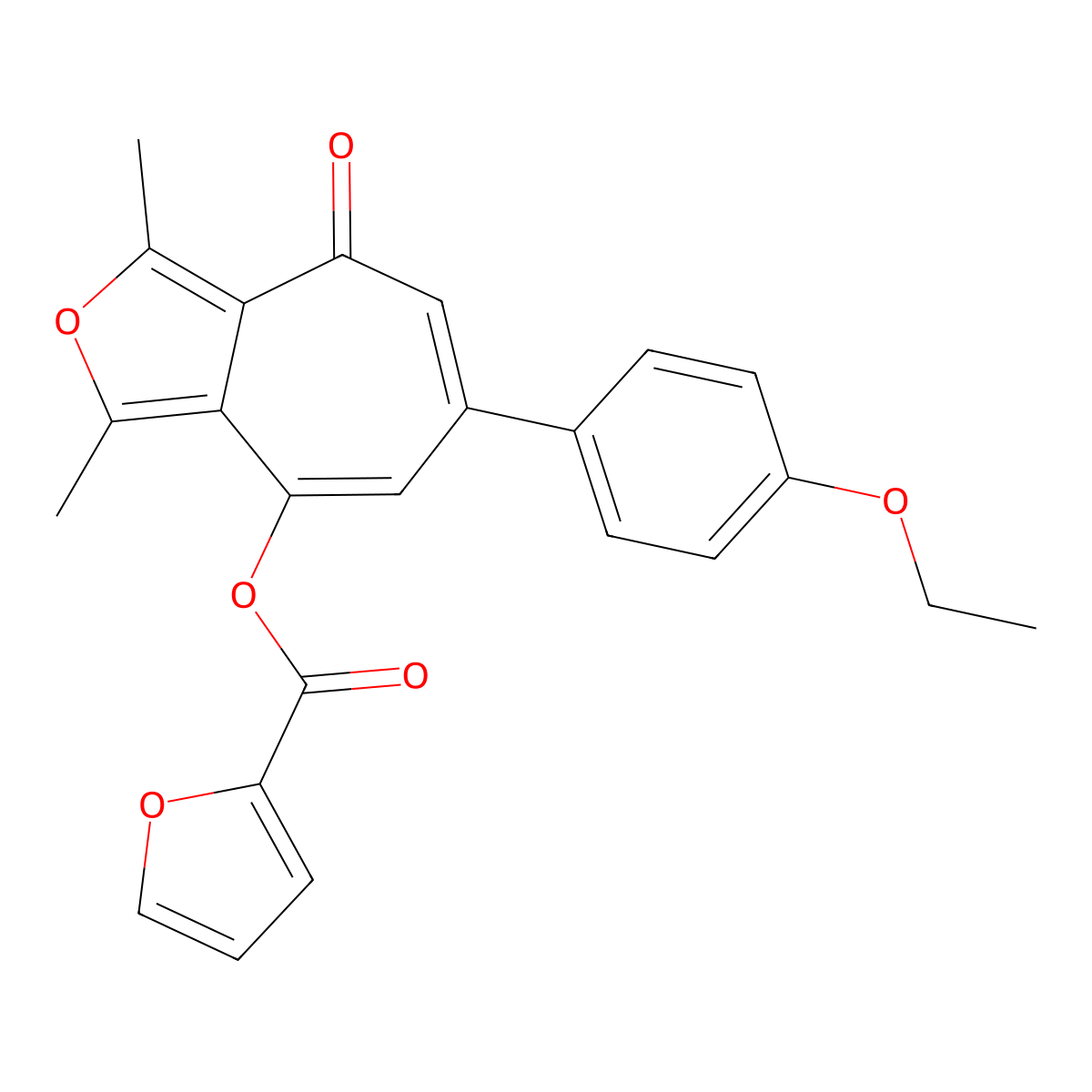 6-(4-ethoxyphenyl)-1,3-dimethyl-4-oxo-4H-cyclohepta[c]furan-8-yl furan-2-carboxylate molecular structure, CAS 701217-81-4