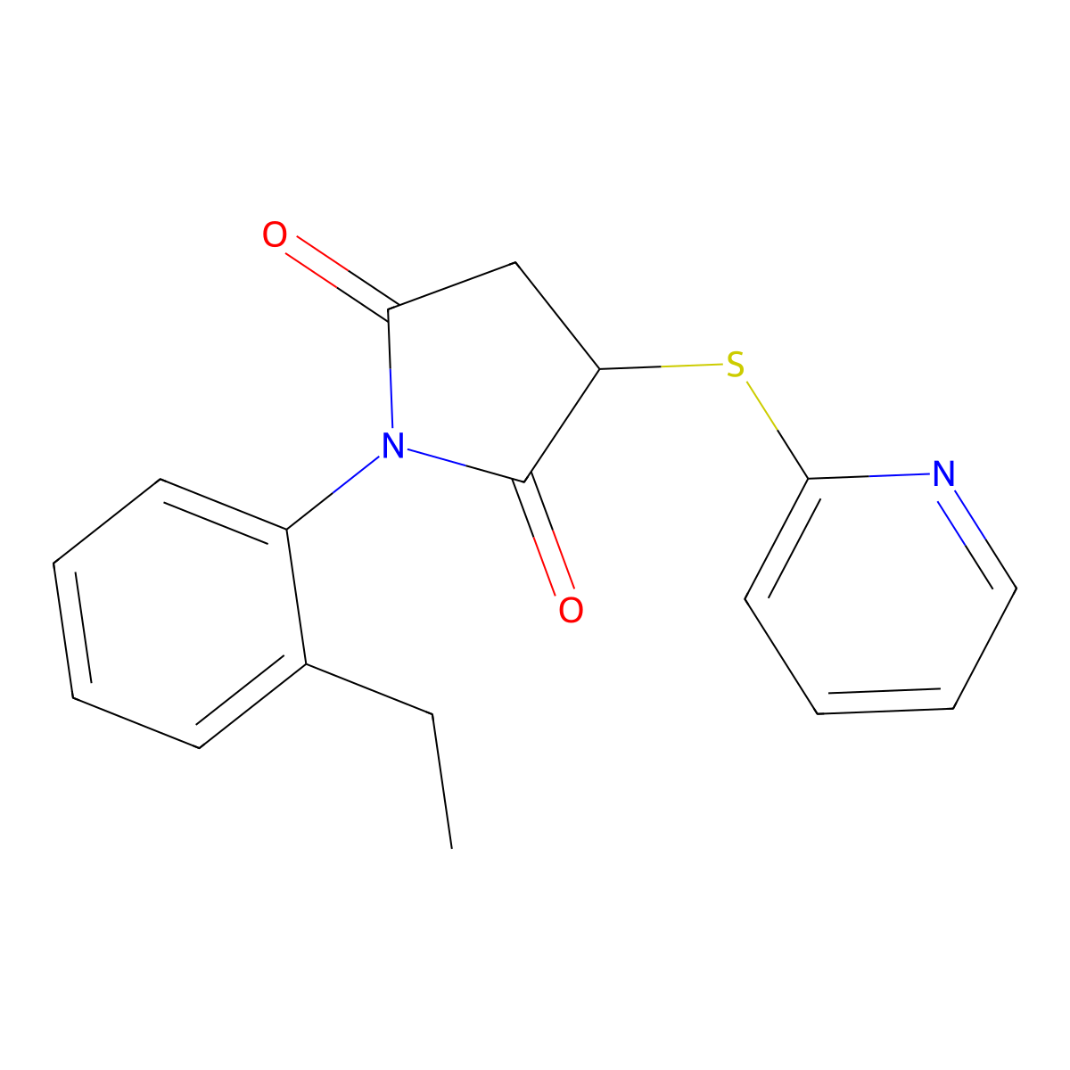 1-(2-Ethylphenyl)-3-(pyridin-2-ylsulfanyl)pyrrolidine-2,5-dione molecular structure, CAS 701217-83-6