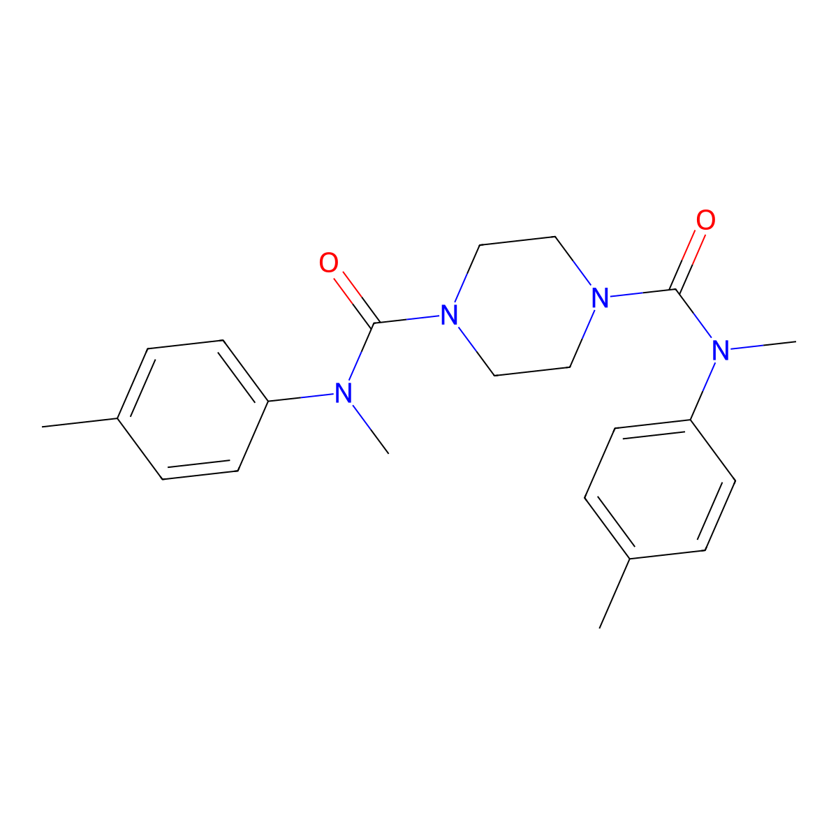 N~1~,N~4~-dimethyl-N~1~,N~4~-bis(4-methylphenyl)-1,4-piperazinedicarboxamide molecular structure, CAS 701217-93-8