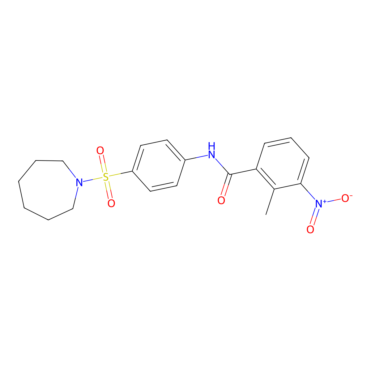 N-[4-(azepan-1-ylsulfonyl)phenyl]-2-methyl-3-nitrobenzamide molecular structure, CAS 701218-06-6